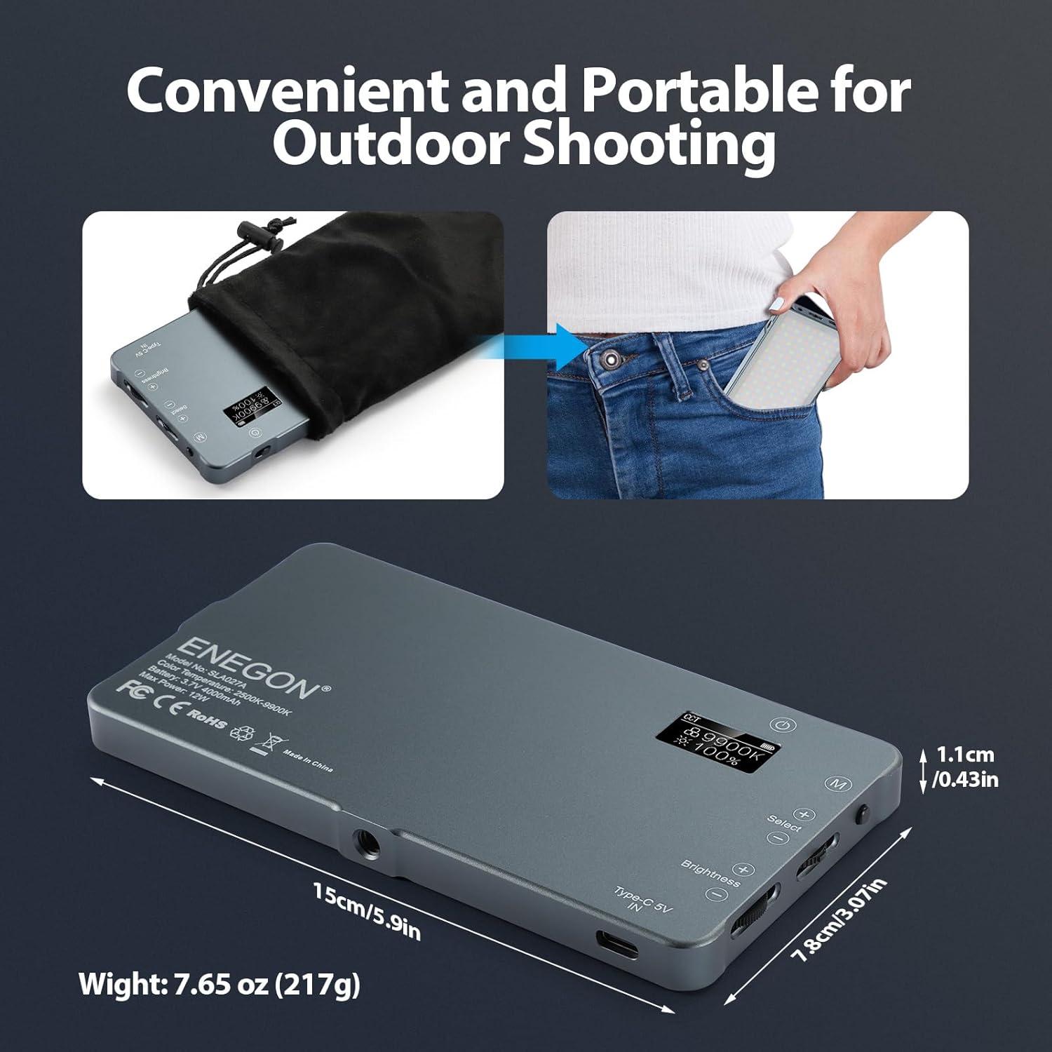 Luz de Video LED Recargable PEZAX 4000mAh Bicolor para DSLR