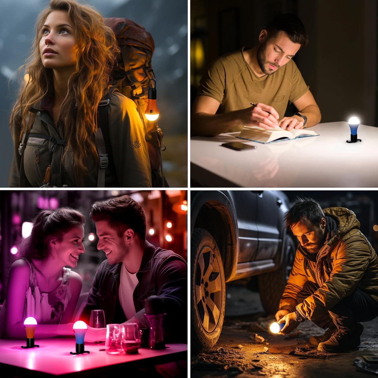 Linterna LED Recargable Lepro 7 Modos para Camping 14cm