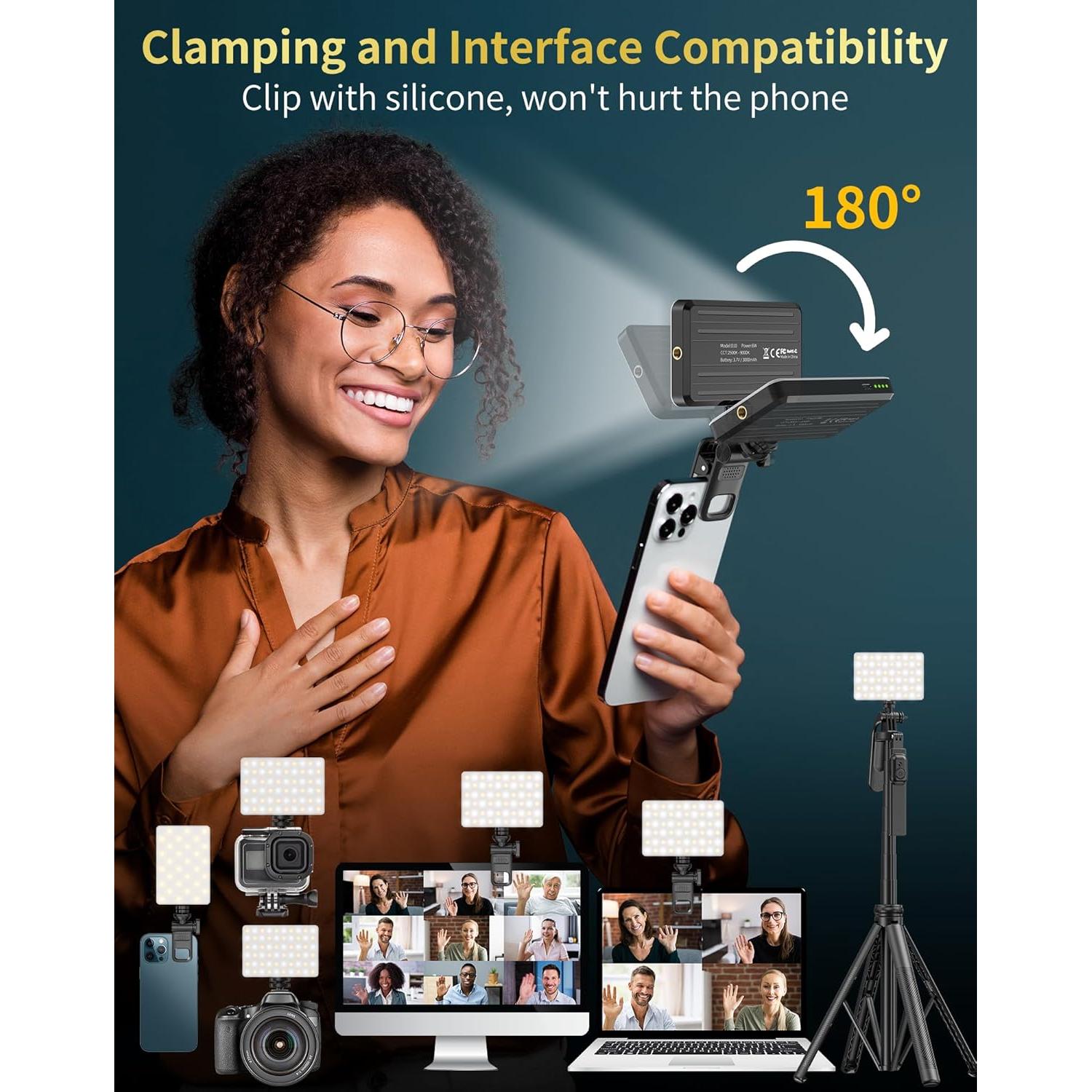 Luz de Selfie Portátil Povodo D10 con 120 LED y Batería 3000mAh