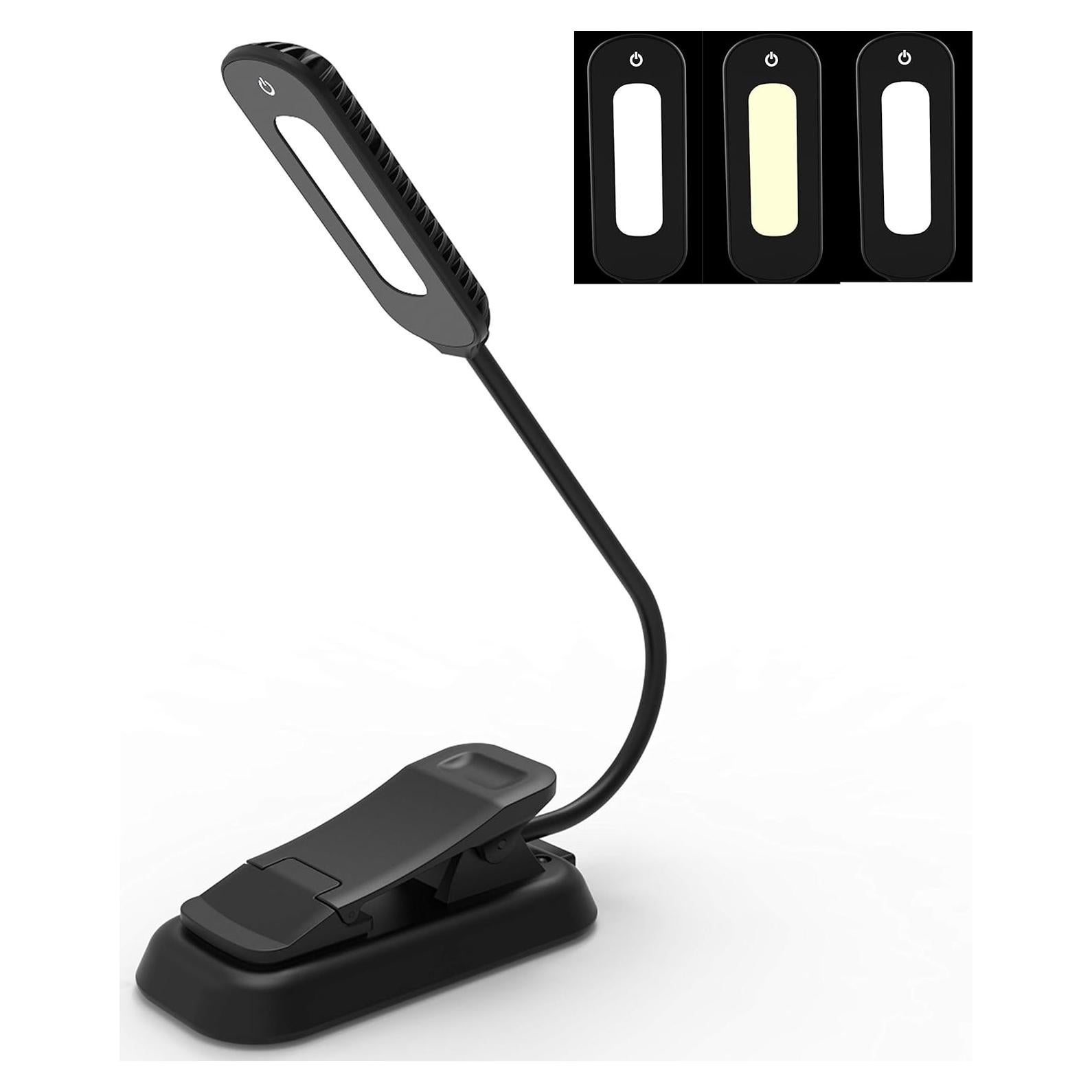 Luz de Libro Recargable USB PERFECTDAY 12 LED 3 Brillos