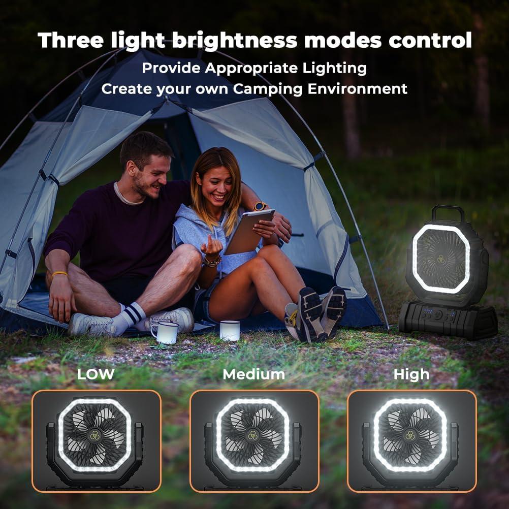 Ventilador de Camping VOSFEEL F6 Recargable 20000mAh con Linterna LED