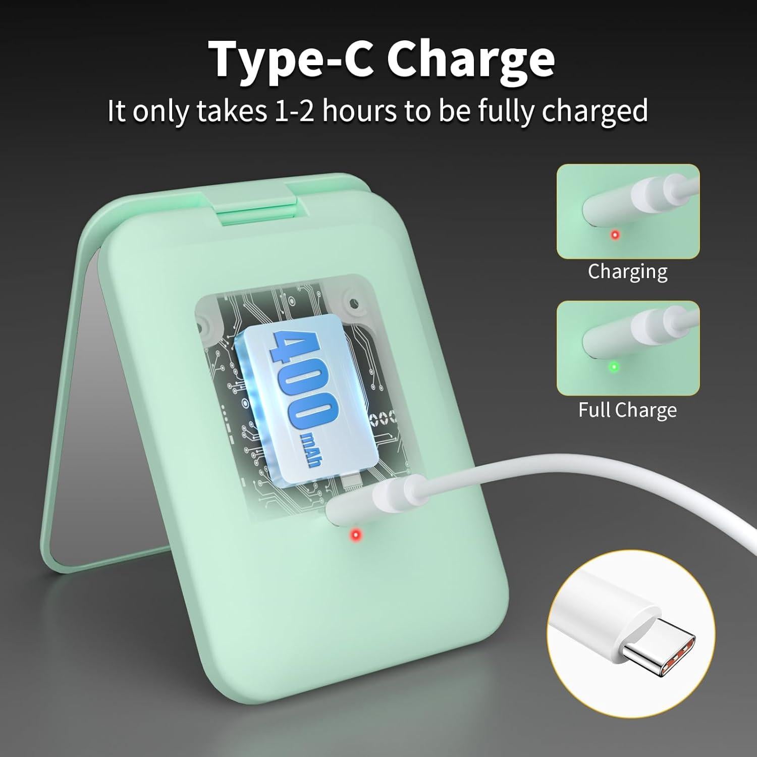 Espejo de bolsillo Kintion MR-L1039C con luz LED y aumento