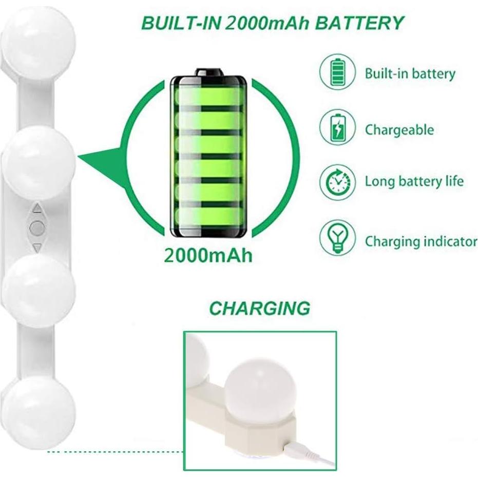 Luces de Maquillaje Inalámbricas Assemer LED 2 Pcs Regulables