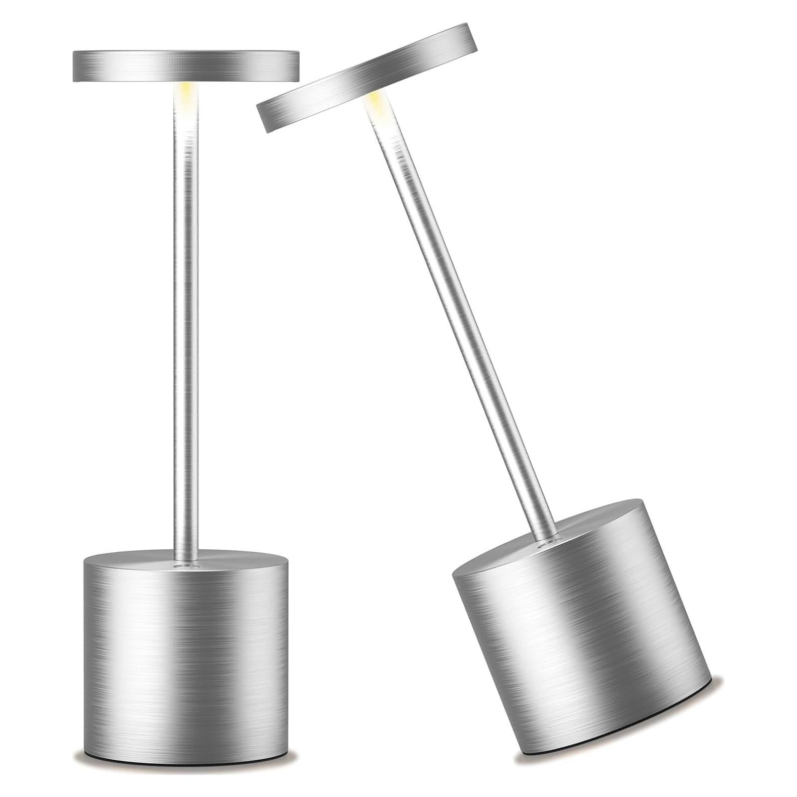 Lámparas de Mesa Inalámbricas JALVDE LED 5000mAh 2Pack Plata