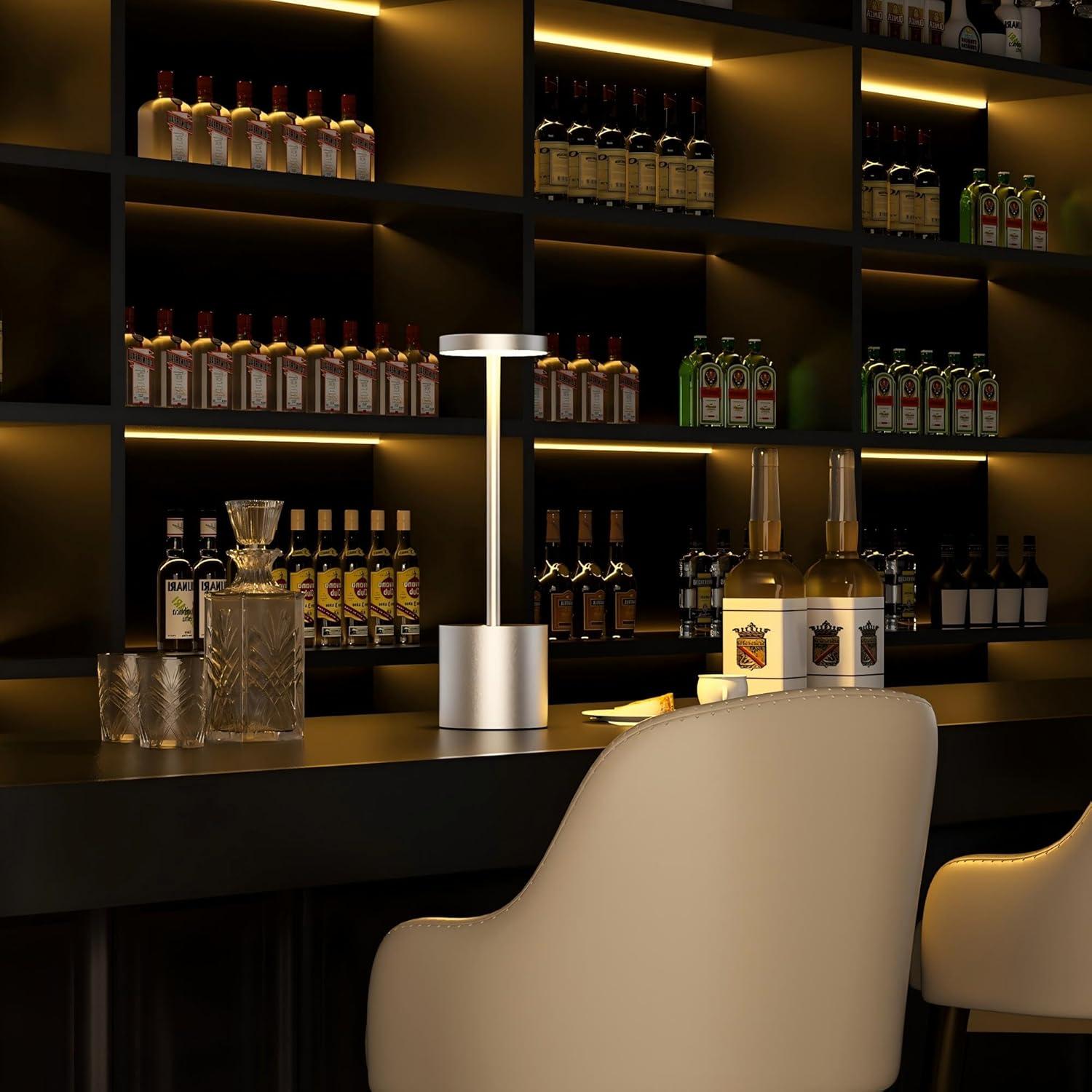 Lámparas de Mesa Inalámbricas JALVDE LED 5000mAh 2Pack Plata