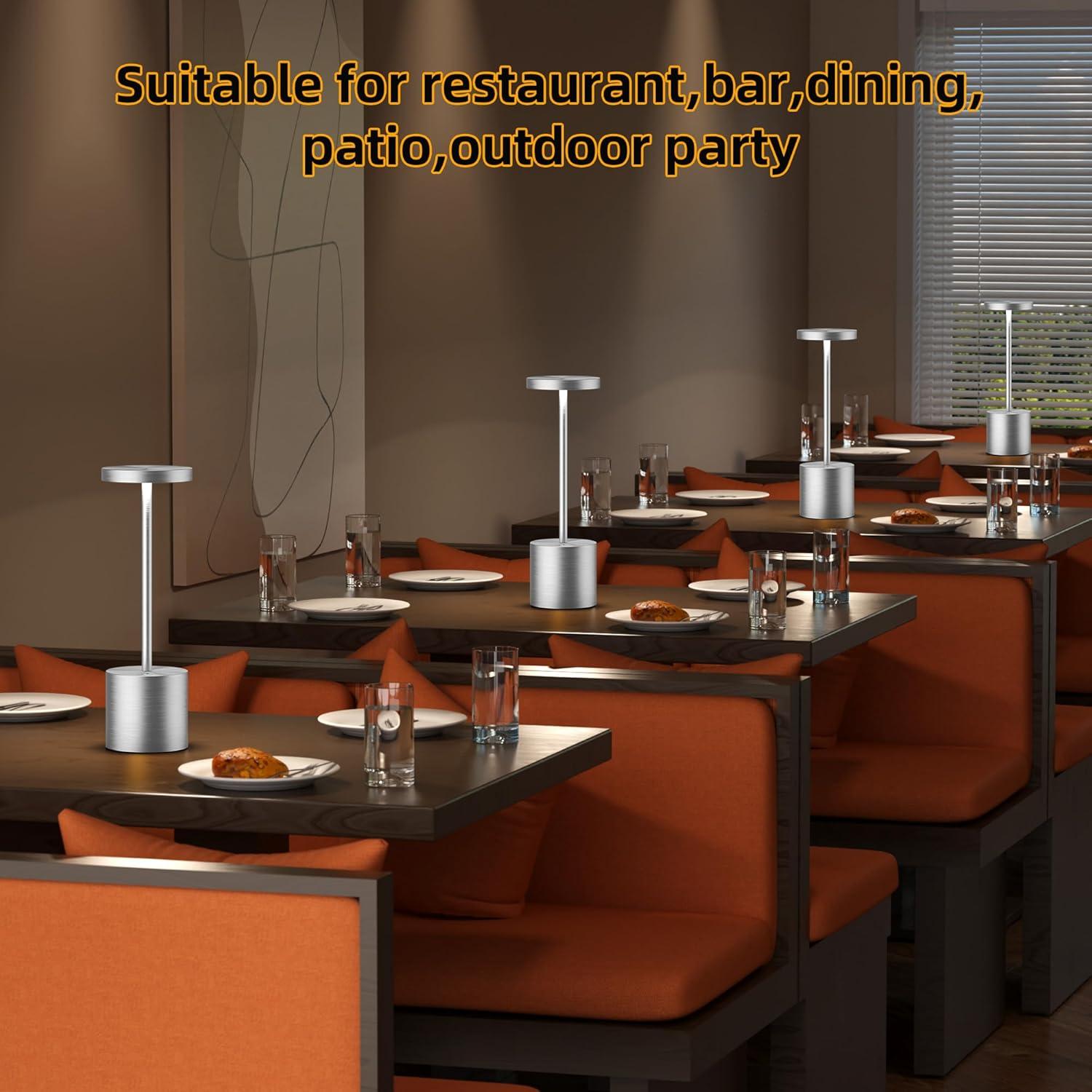 Lámparas de Mesa Inalámbricas JALVDE LED 5000mAh 2Pack Plata