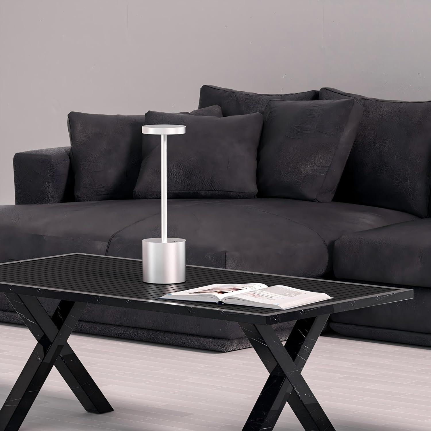 Lámparas de Mesa Inalámbricas JALVDE LED 5000mAh 2Pack Plata