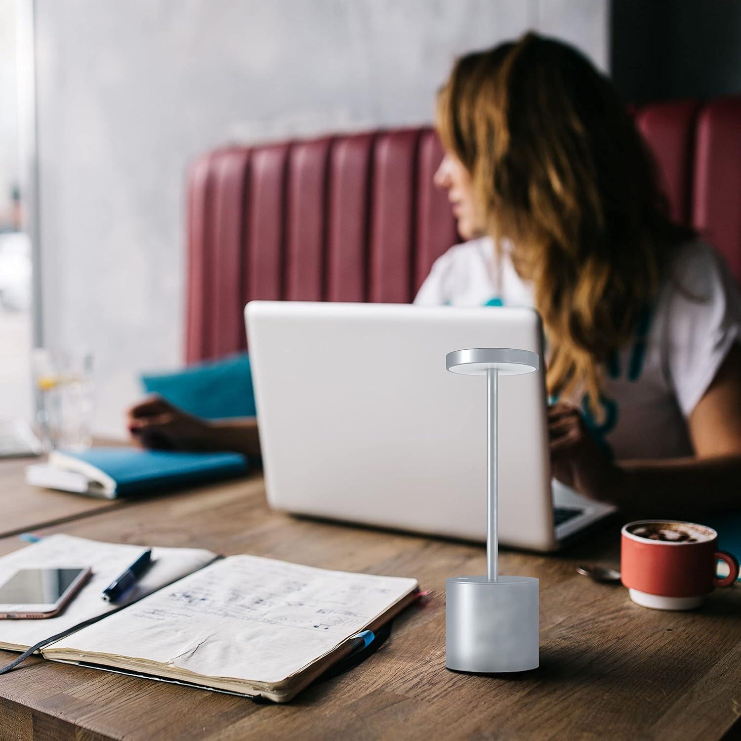 Lámparas de Mesa Inalámbricas JALVDE LED 5000mAh 2Pack Plata