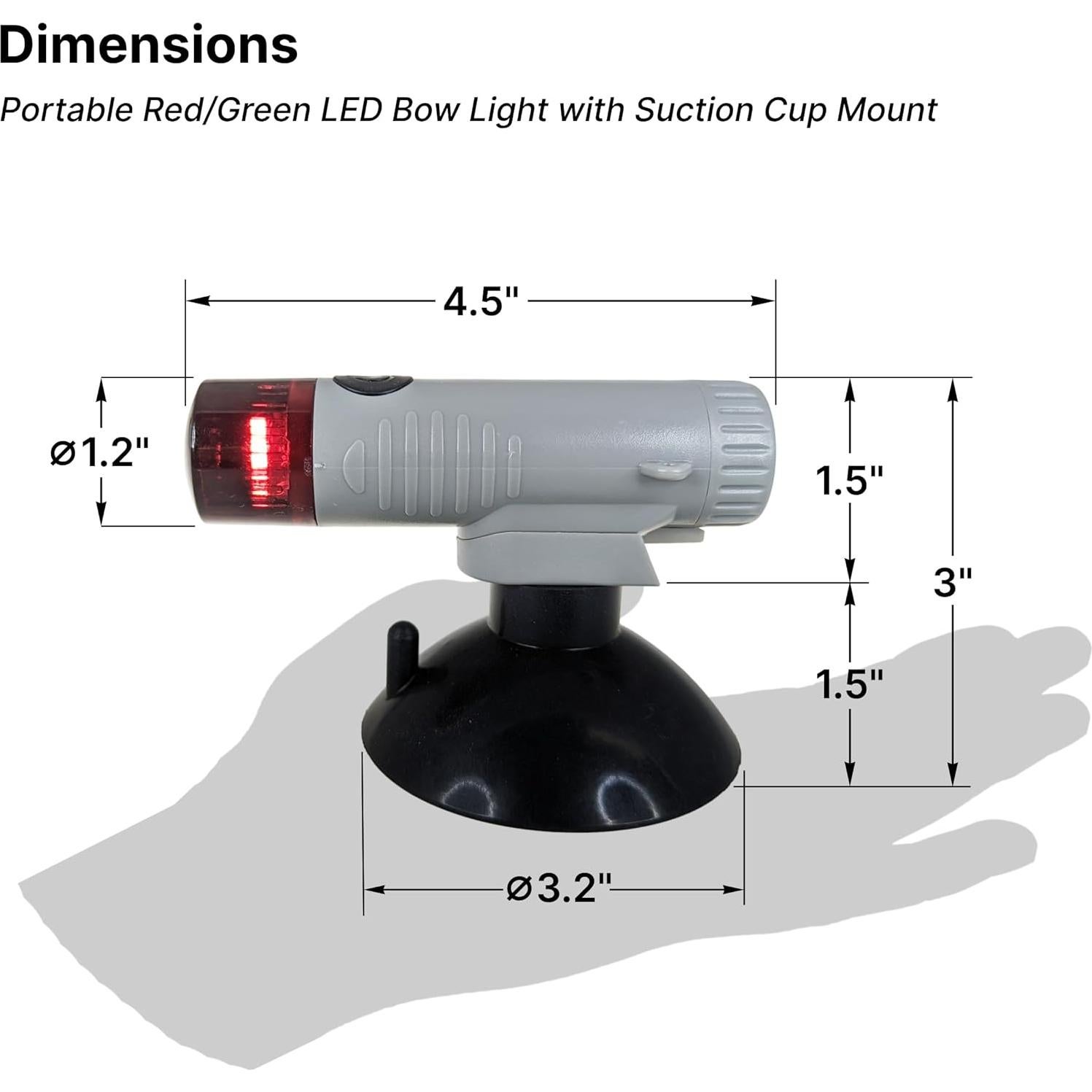 Luz de Proa LED Pactrade Marine Roja Verde Portátil 163g