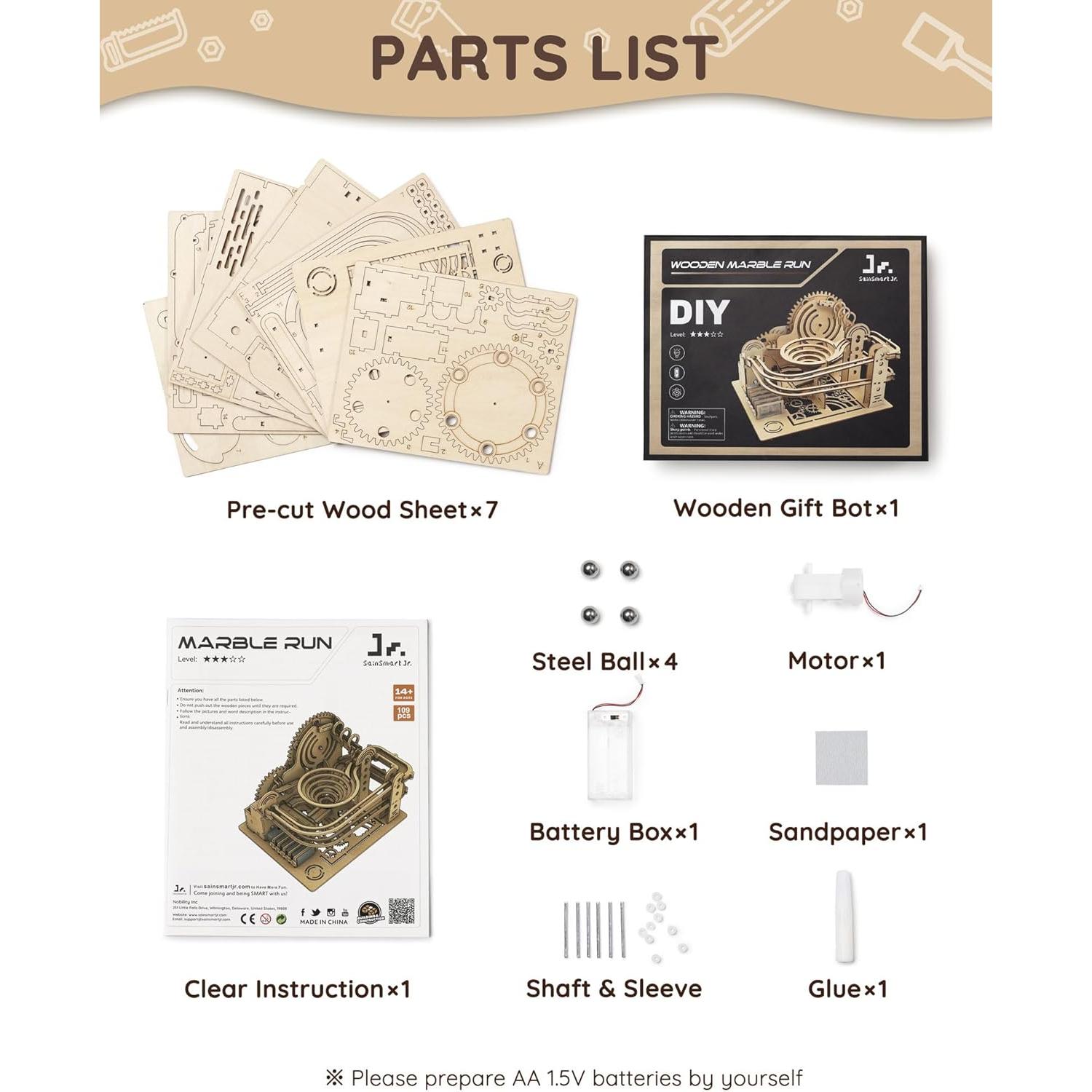 Rompecabezas 3D de Madera SainSmart Jr. Carrera de Canicas