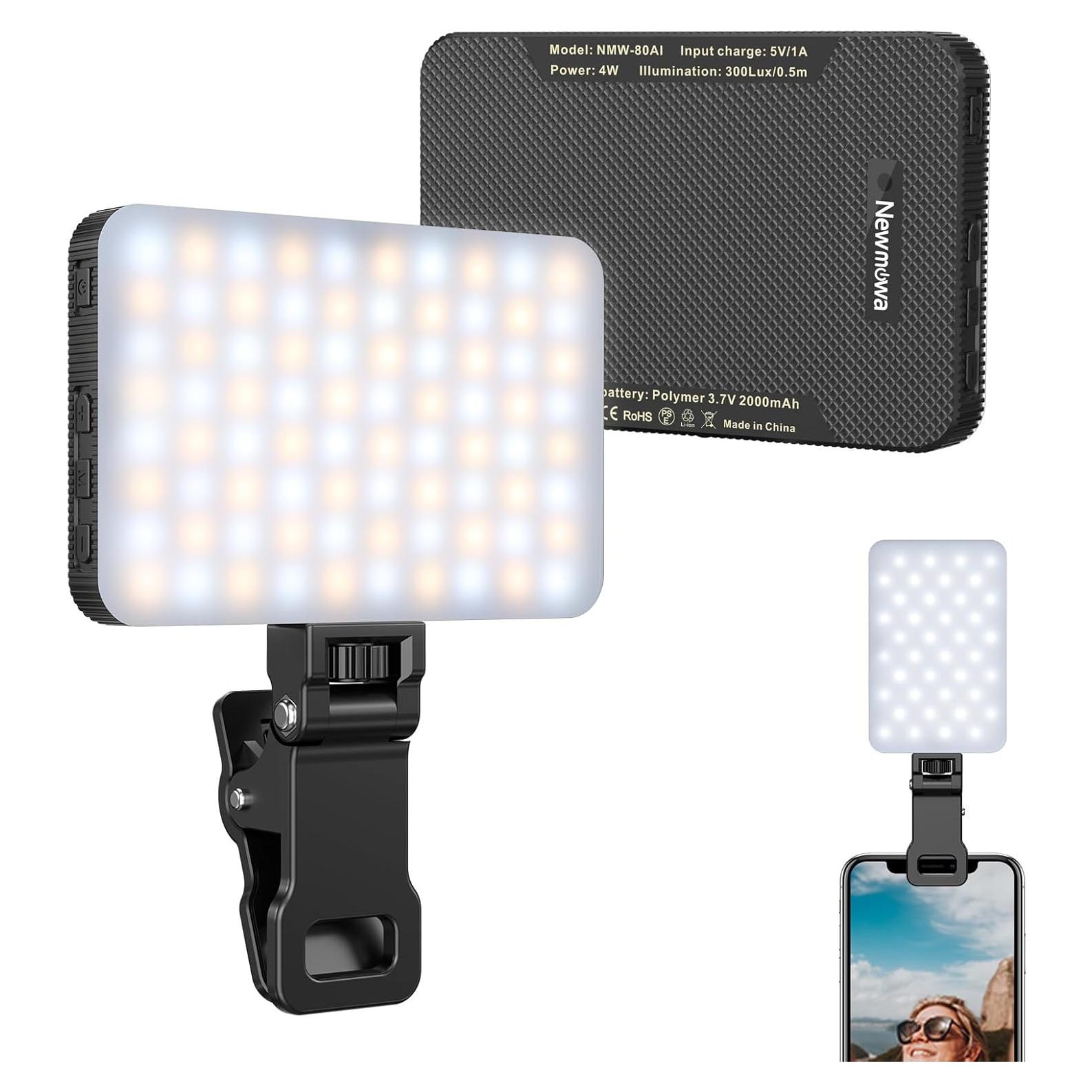 Luz de Selfie Recargable Newmowa Negra 2000mAh 3 Modos