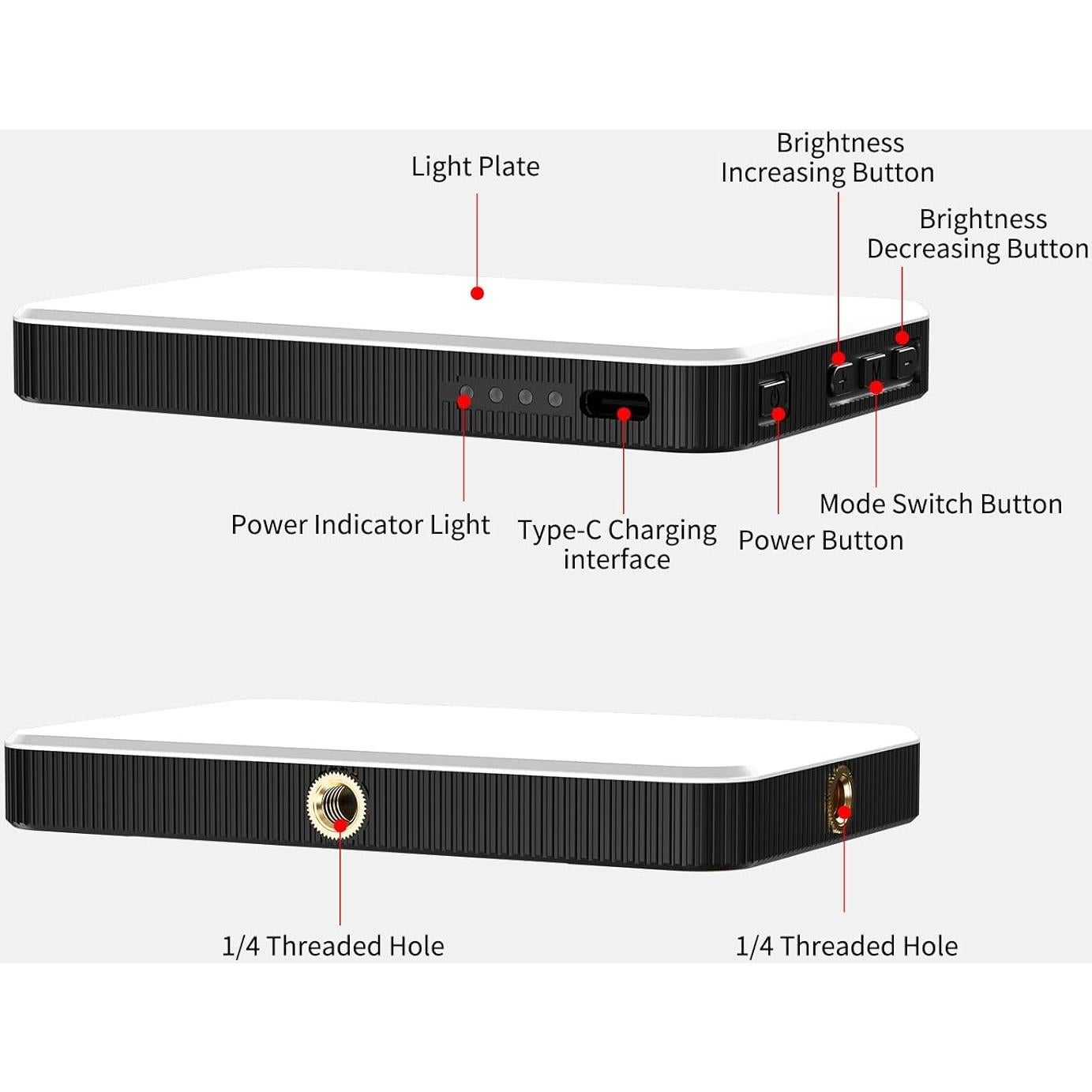Luz de Selfie Recargable Newmowa Negra 2000mAh 3 Modos