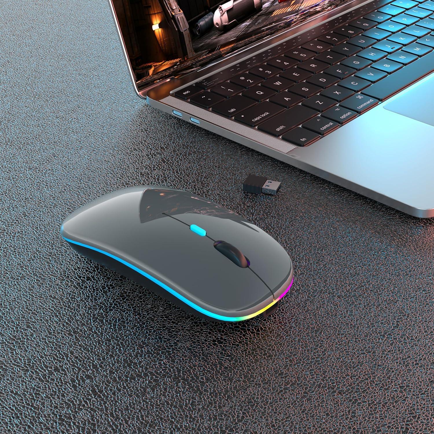 Ratón Bluetooth Inalámbrico Recargable AIKOKOK Gris