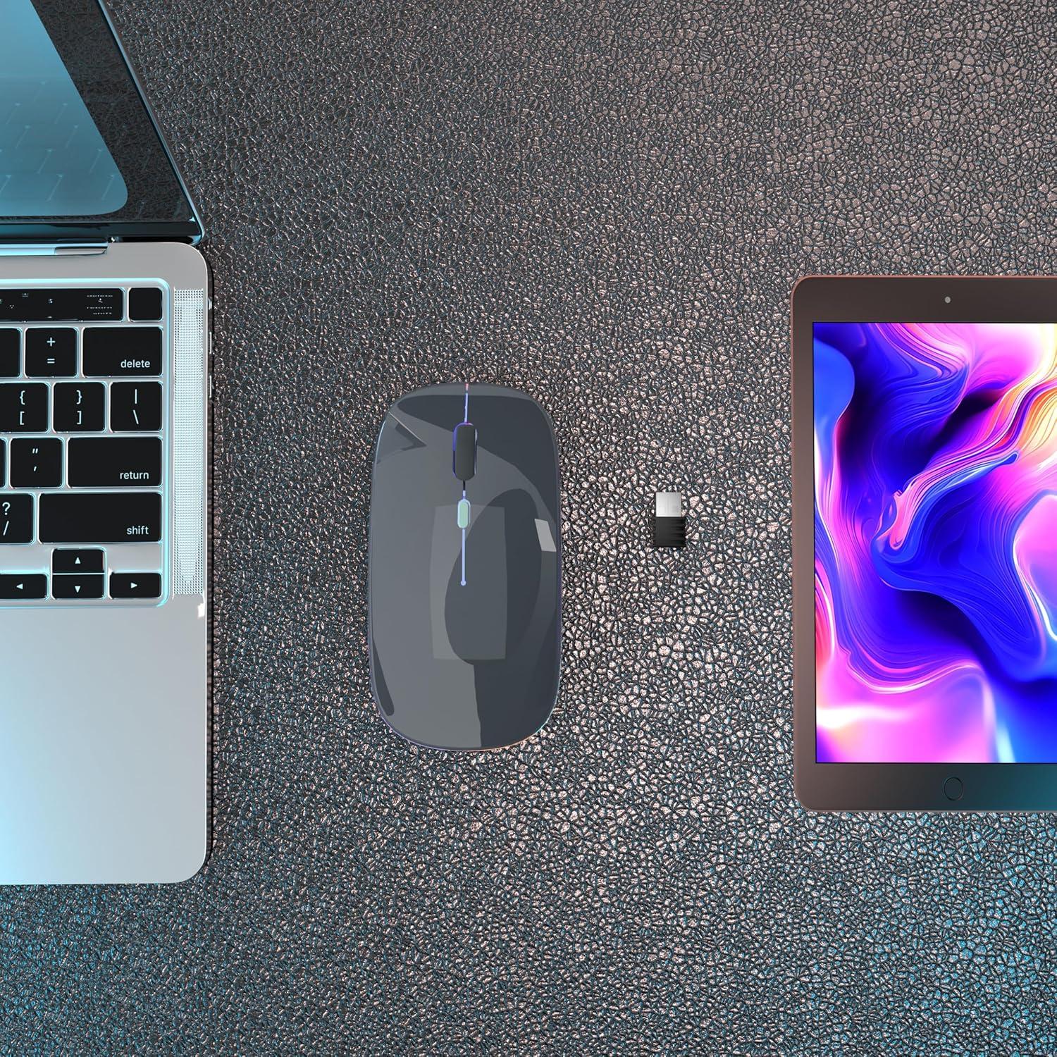 Ratón Bluetooth Inalámbrico Recargable AIKOKOK Gris