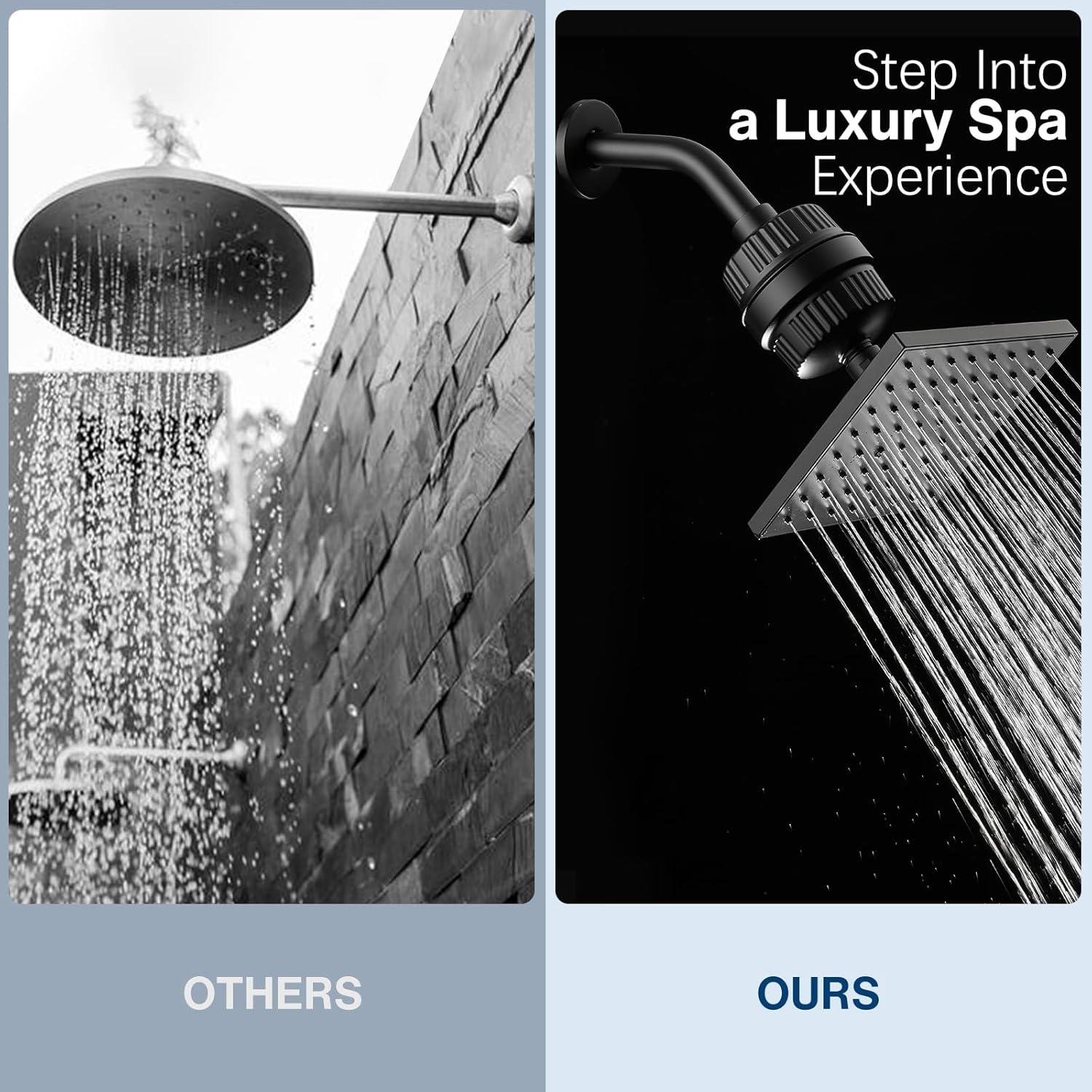 Cabezal de Ducha Filtrado Cobbe 20 Etapas Alta Presión Negro