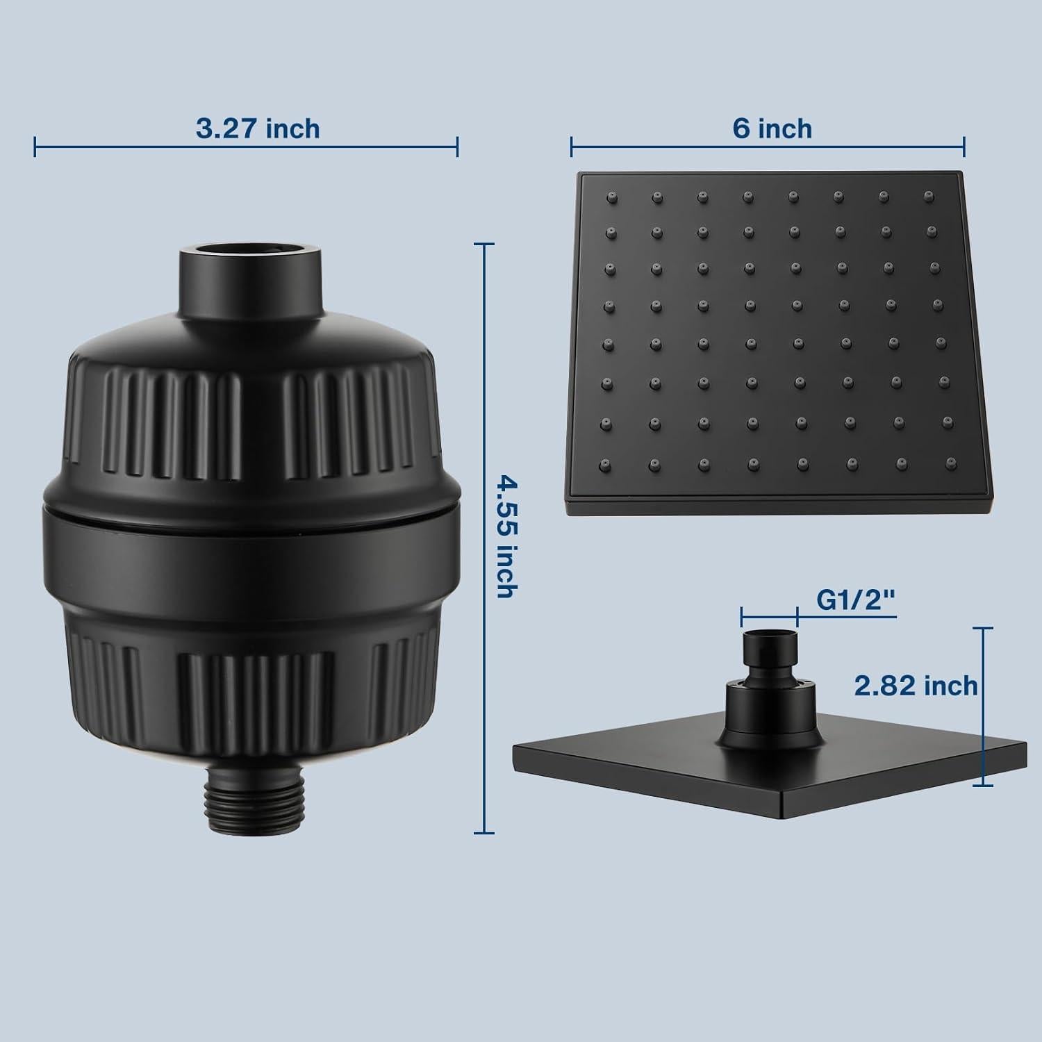 Cabezal de Ducha Filtrado Cobbe 20 Etapas Alta Presión Negro