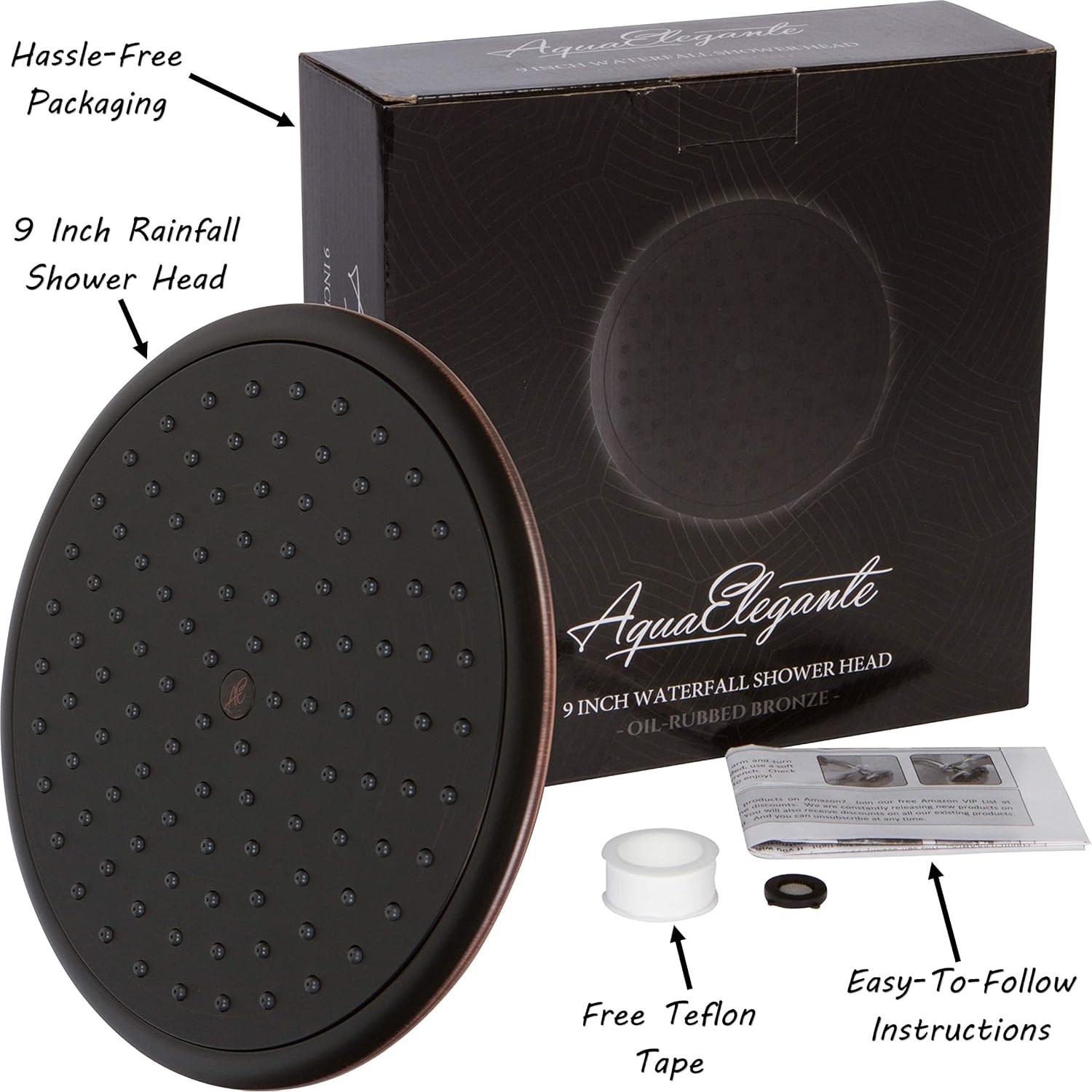 Cabezal de Ducha de Lluvia Aqua Elegante 9" Bronce Aceitado