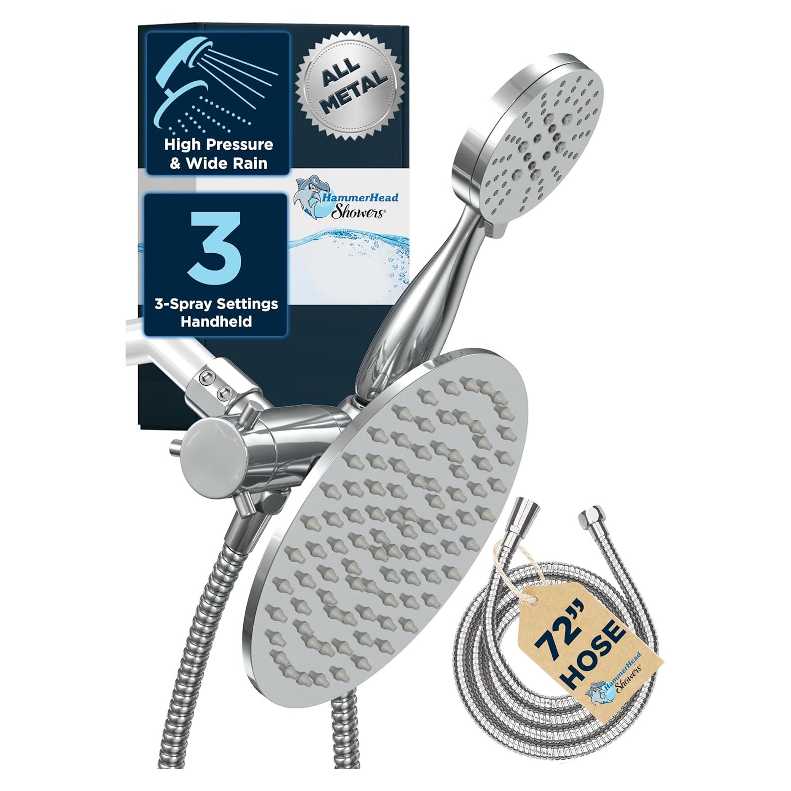 Cabezal de Ducha DUAL HammerHead Showers 20,32 cm Cromo