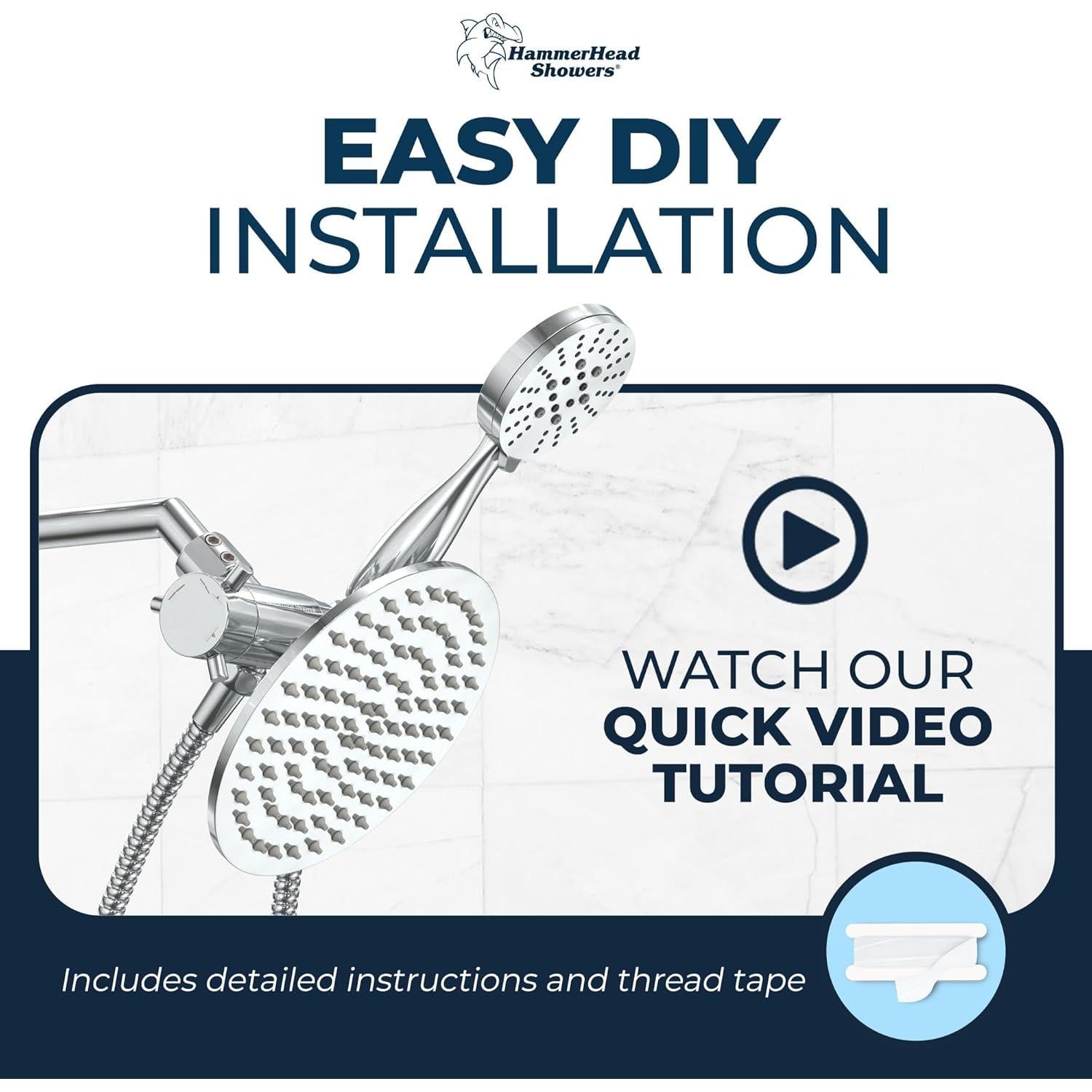 Cabezal de Ducha DUAL HammerHead Showers 20,32 cm Cromo