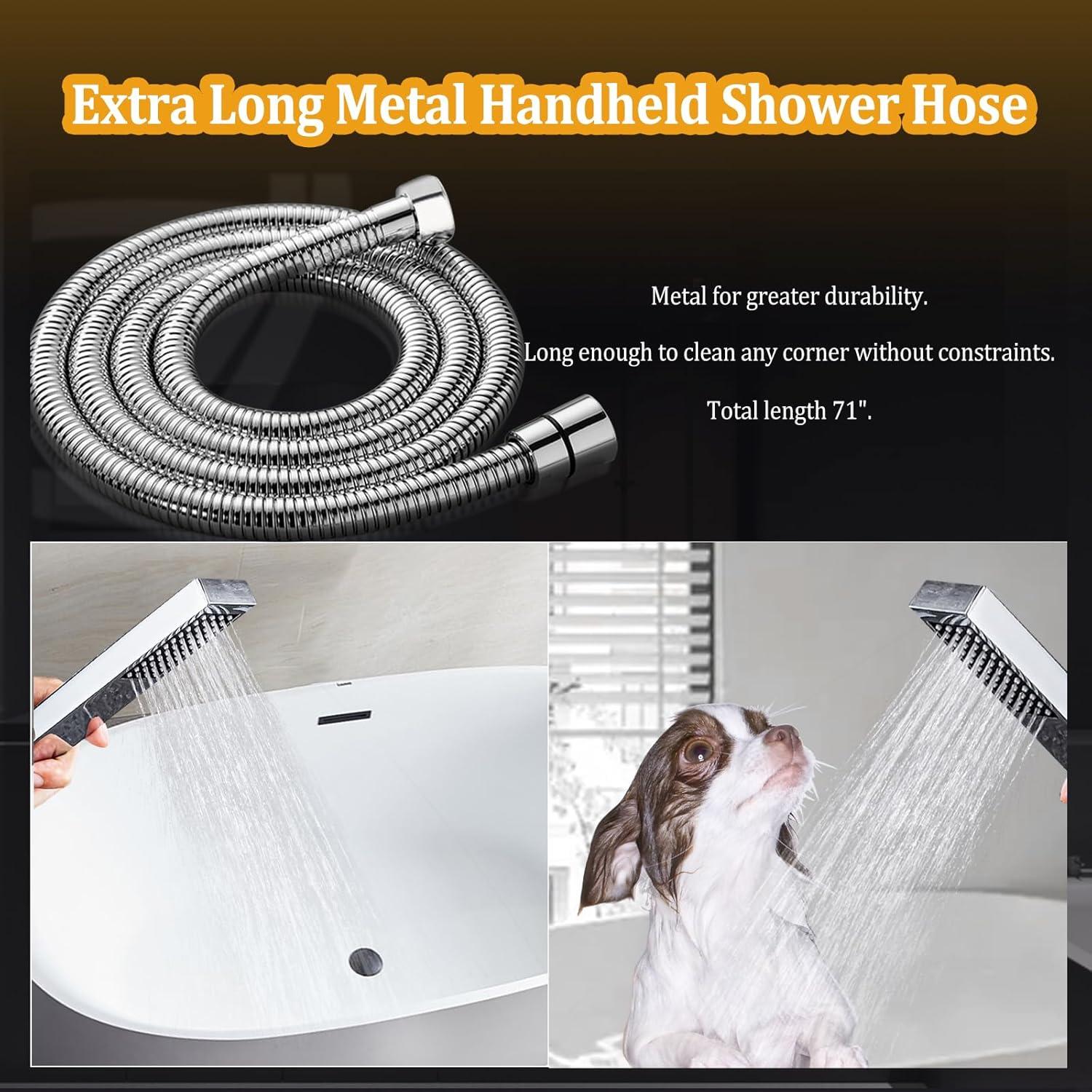 Cabezal de ducha lluvia YDmeet 30,48 cm cromo con manguera 180 cm