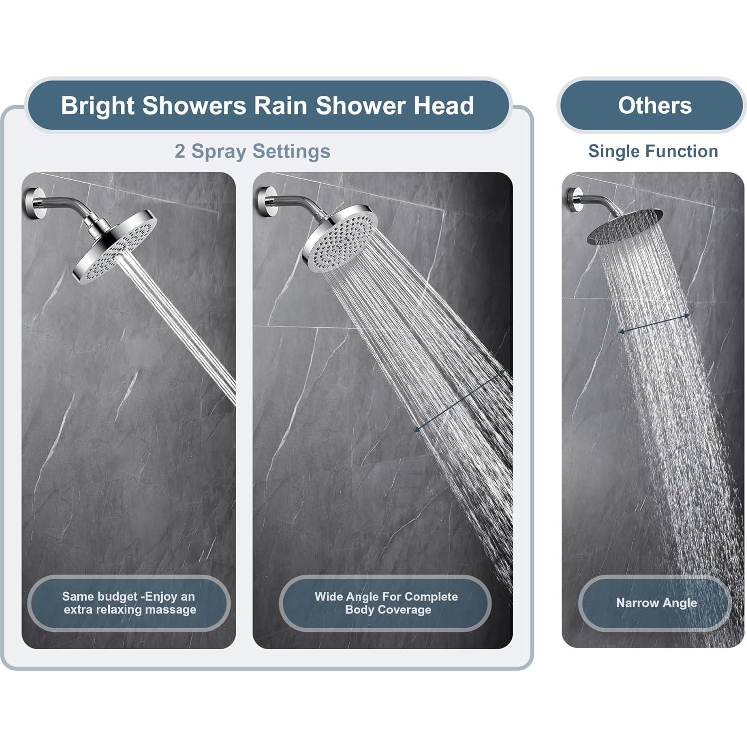 Cabezal de Ducha BRIGHT SHOWERS 6" Alta Presión Cromo