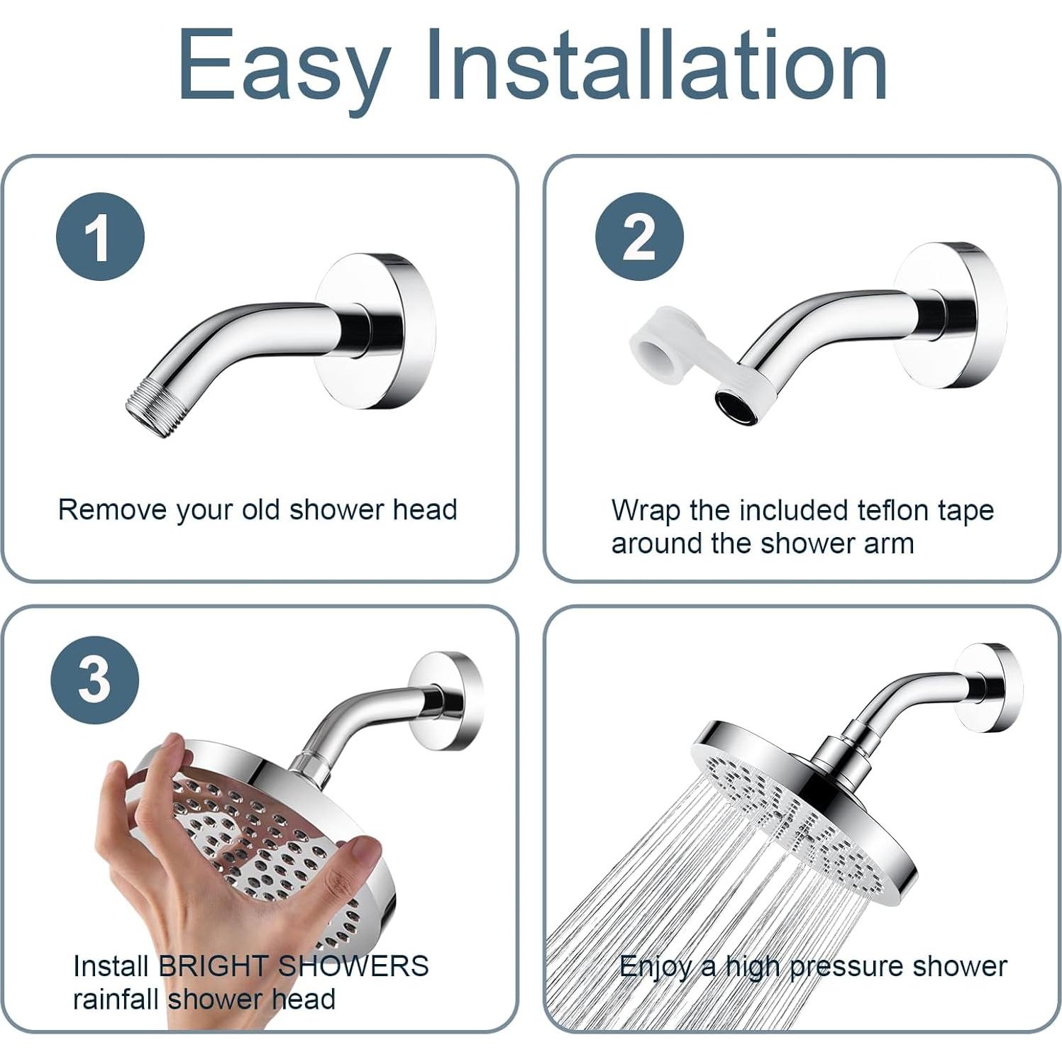 Cabezal de Ducha BRIGHT SHOWERS 6" Alta Presión Cromo