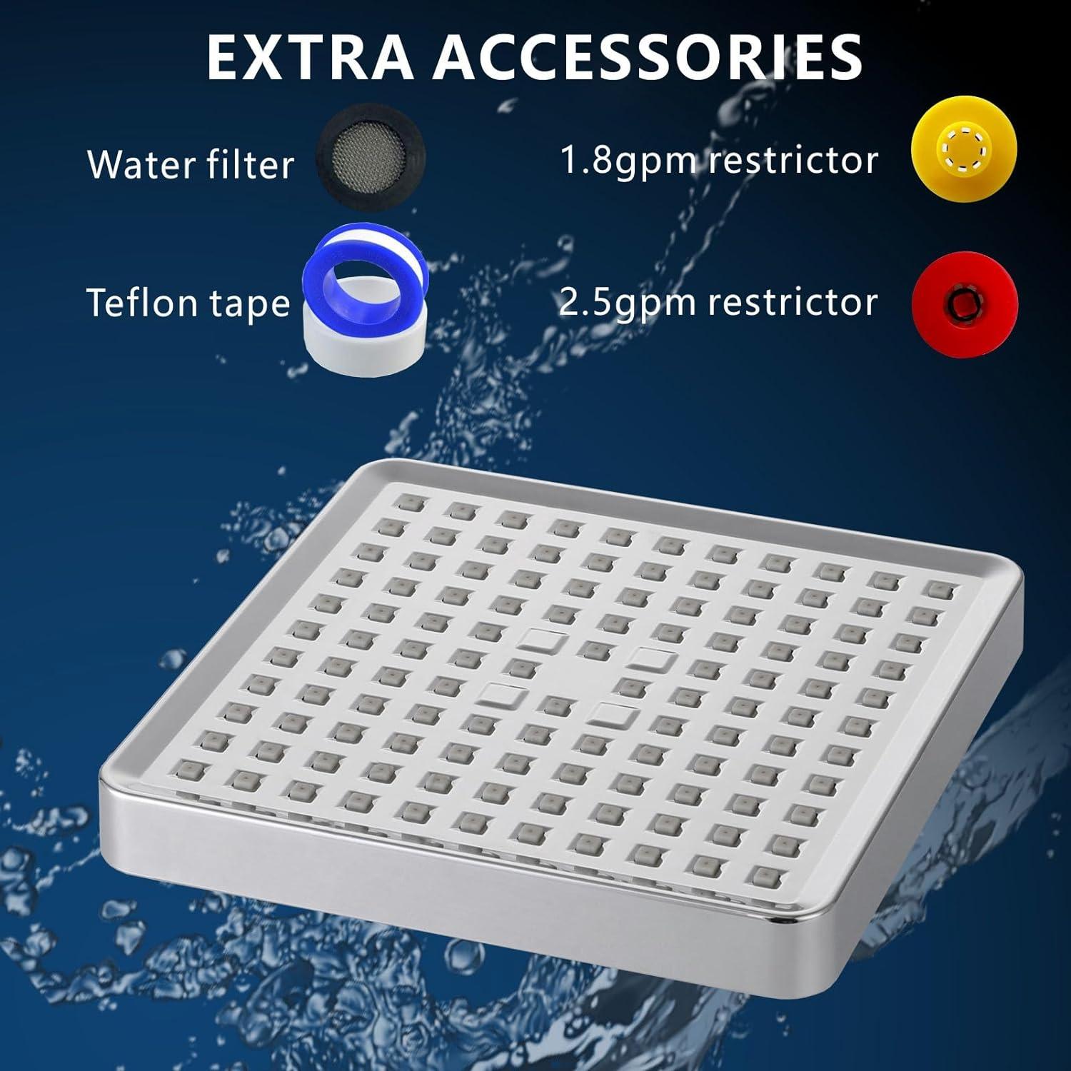 Cabezal de Ducha Alta Presión Voolan Cuadrado Cromo