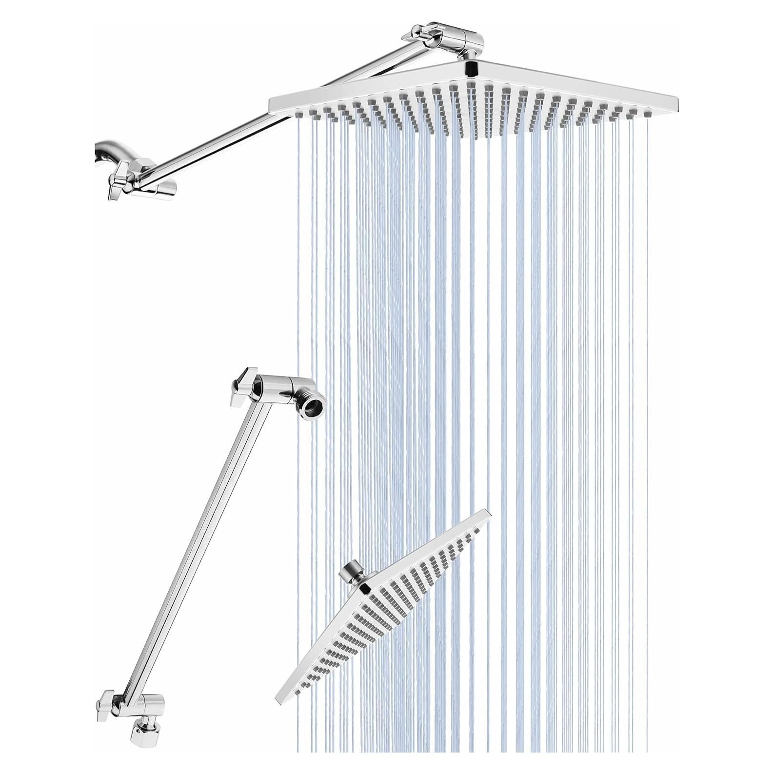 Cabezal de Ducha de Lluvia Singing Rain 20cm Cromo + Brazo 38cm