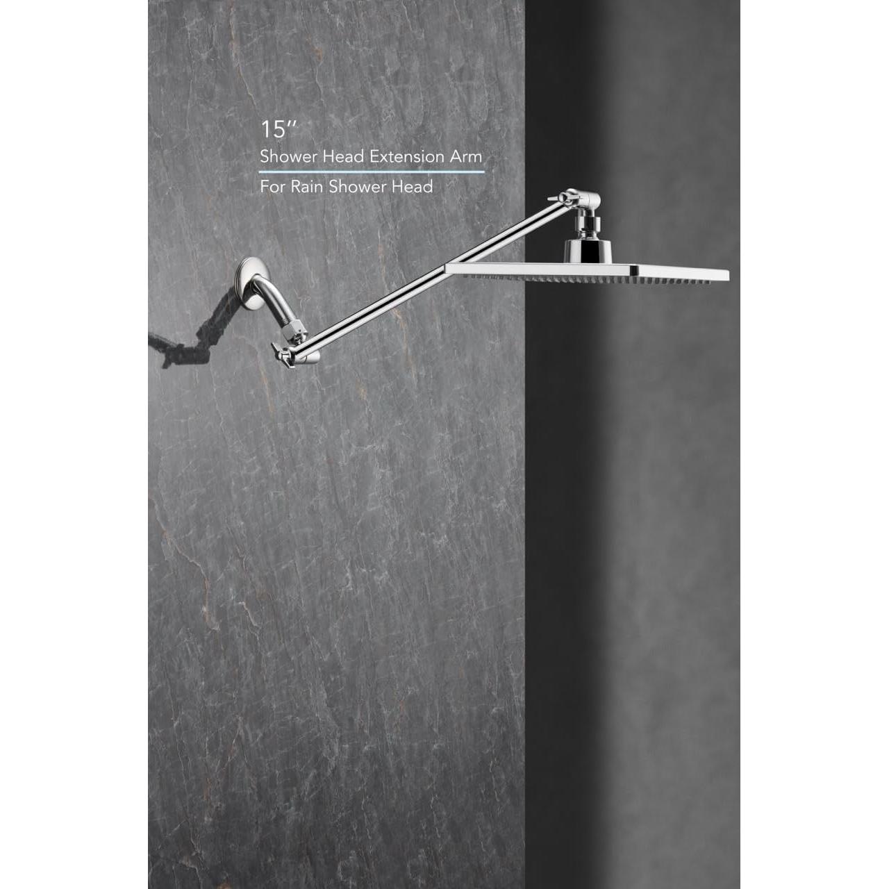 Cabezal de Ducha de Lluvia Singing Rain 20cm Cromo + Brazo 38cm