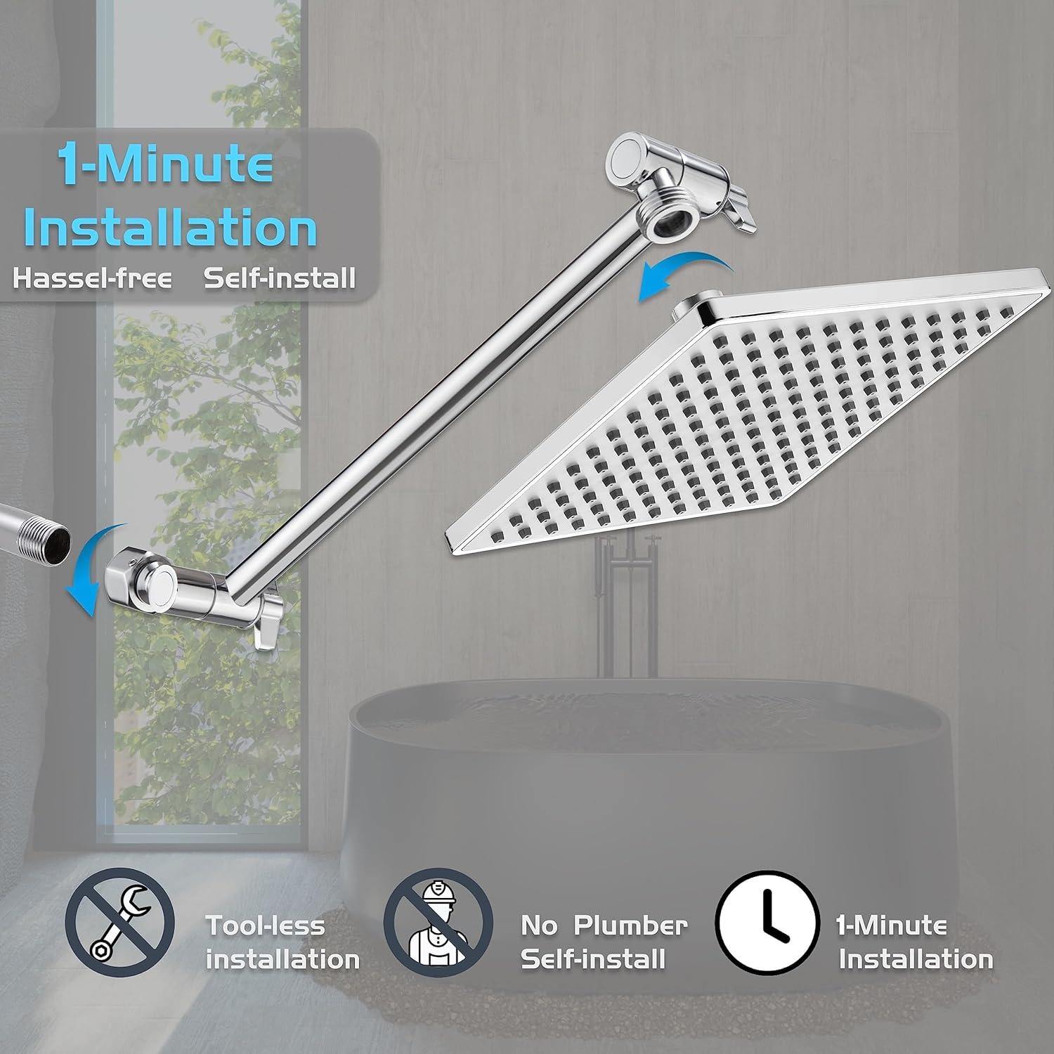 Cabezal de Ducha de Lluvia Singing Rain 20cm Cromo + Brazo 38cm