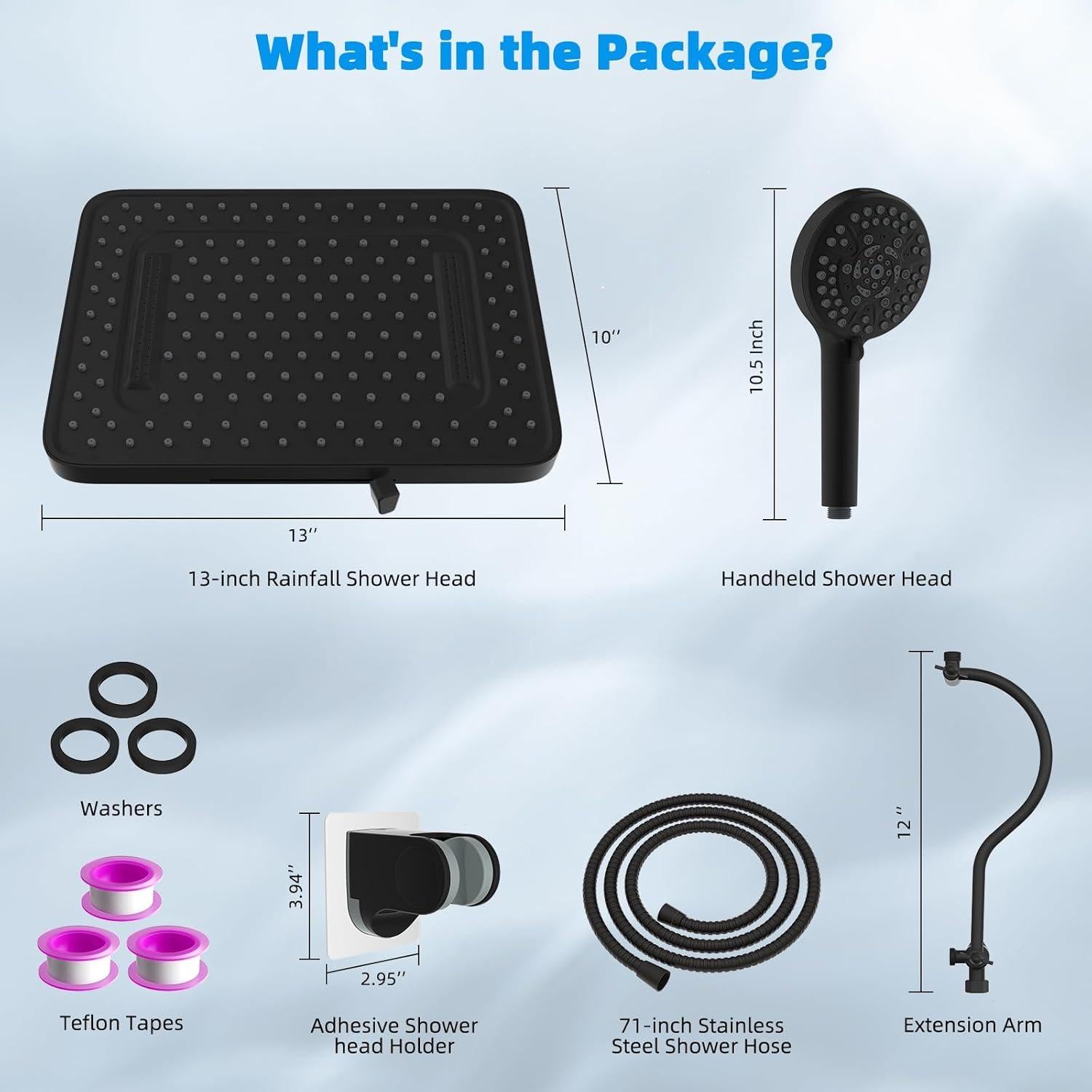 Cabezal de Ducha Hibbent 33 cm Lluvia Alta Presión 10 Modos