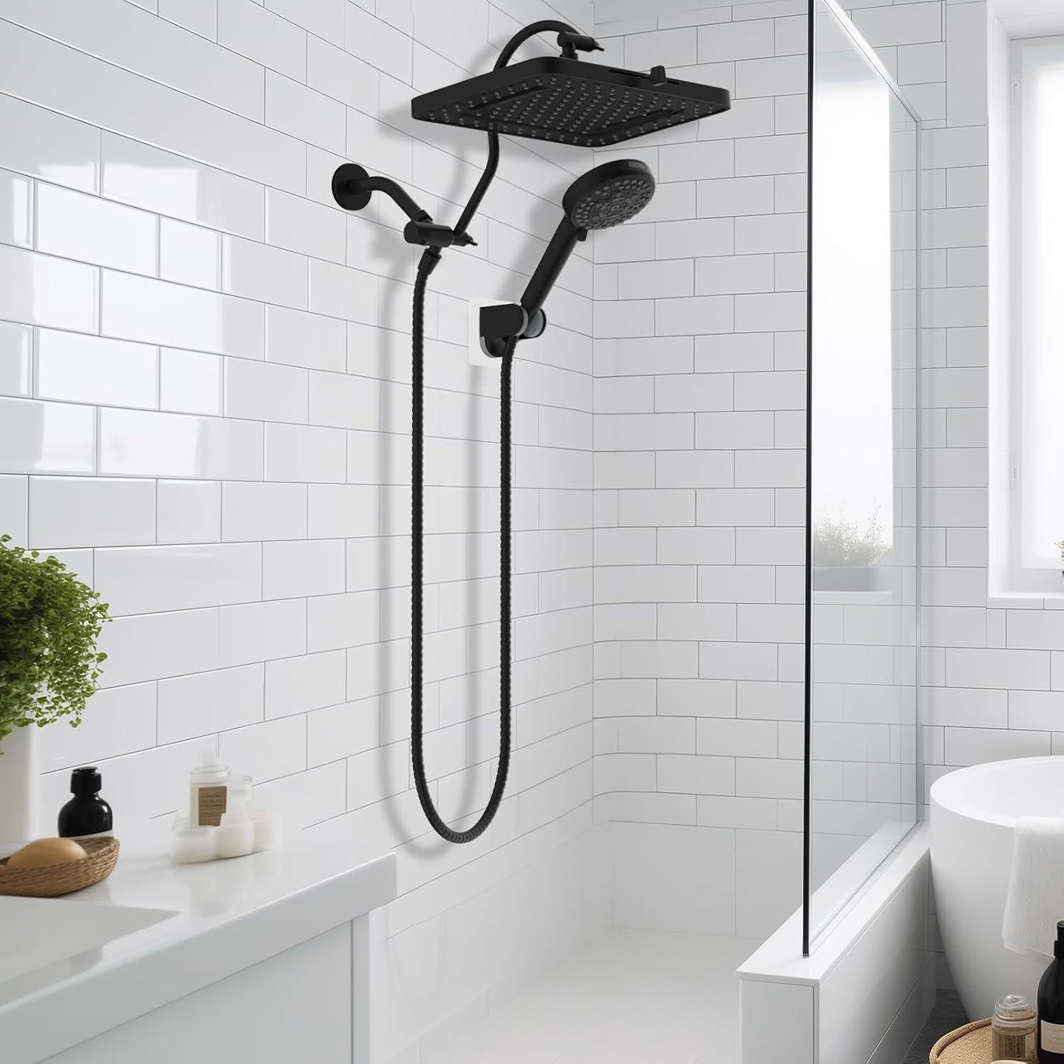 Cabezal de Ducha Hibbent 33 cm Lluvia Alta Presión 10 Modos