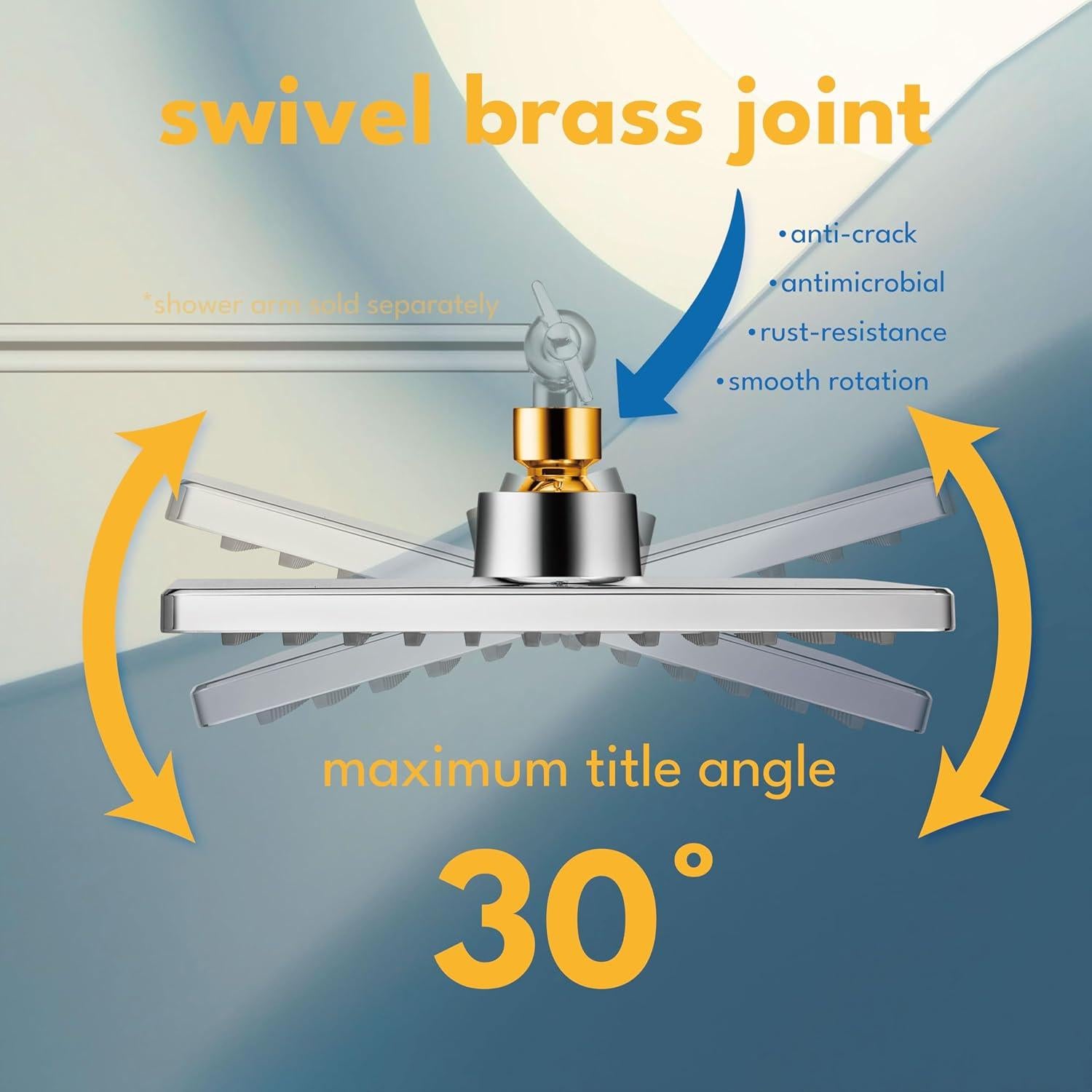 Cabezal de Ducha Fijo 20cm Singing Rain Cuadrado Ajustable