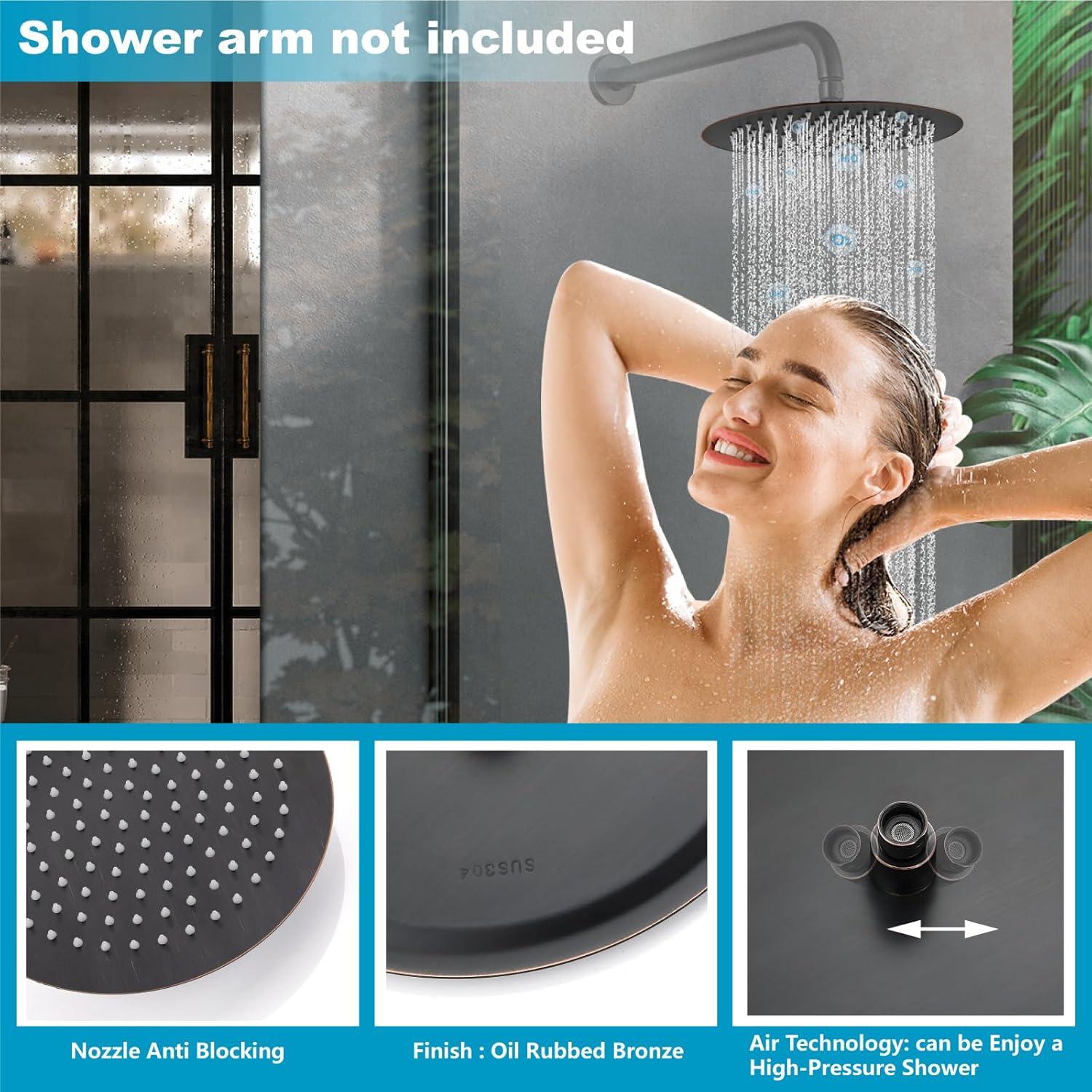 Cabezal de Ducha Redondo Midanya 30 cm Acero Inoxidable Bronce