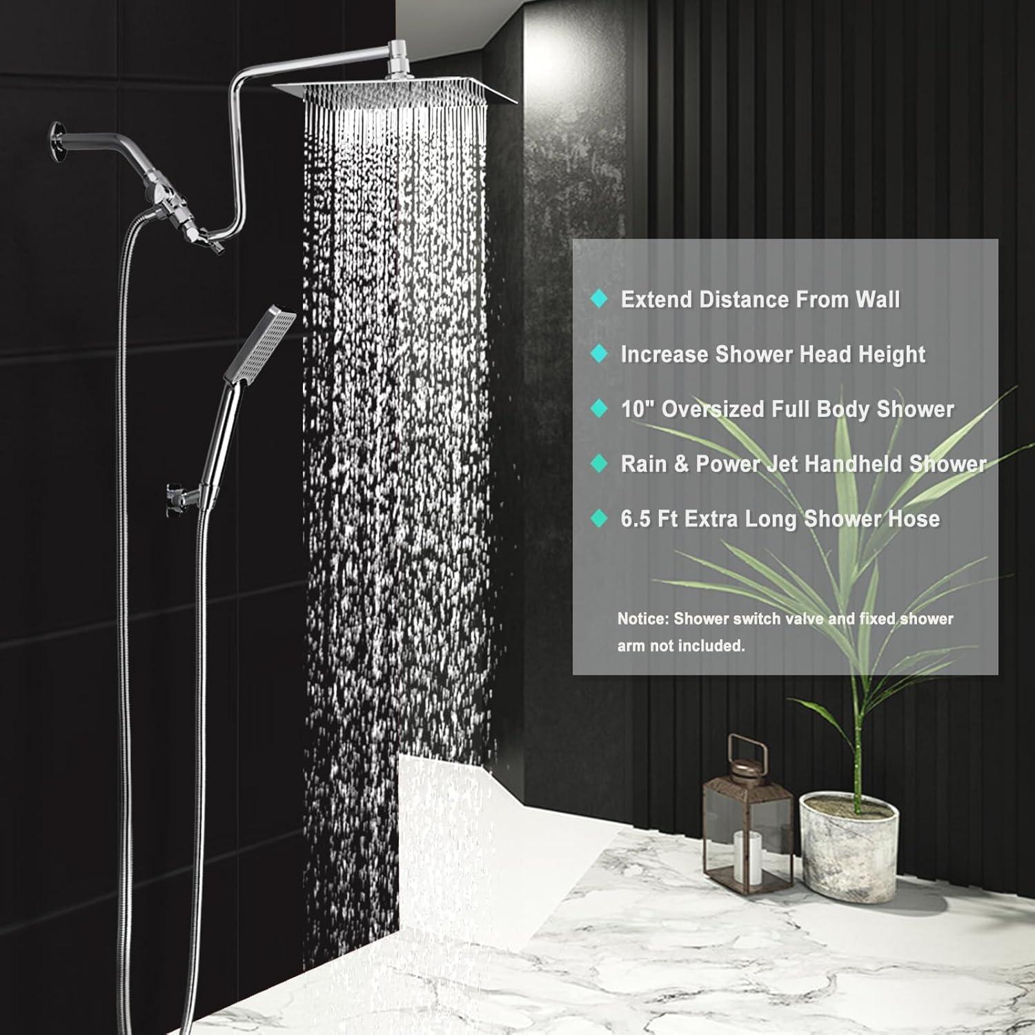 Cabezal de Ducha de Lluvia YDmeet 10" Acero Inoxidable Cromo