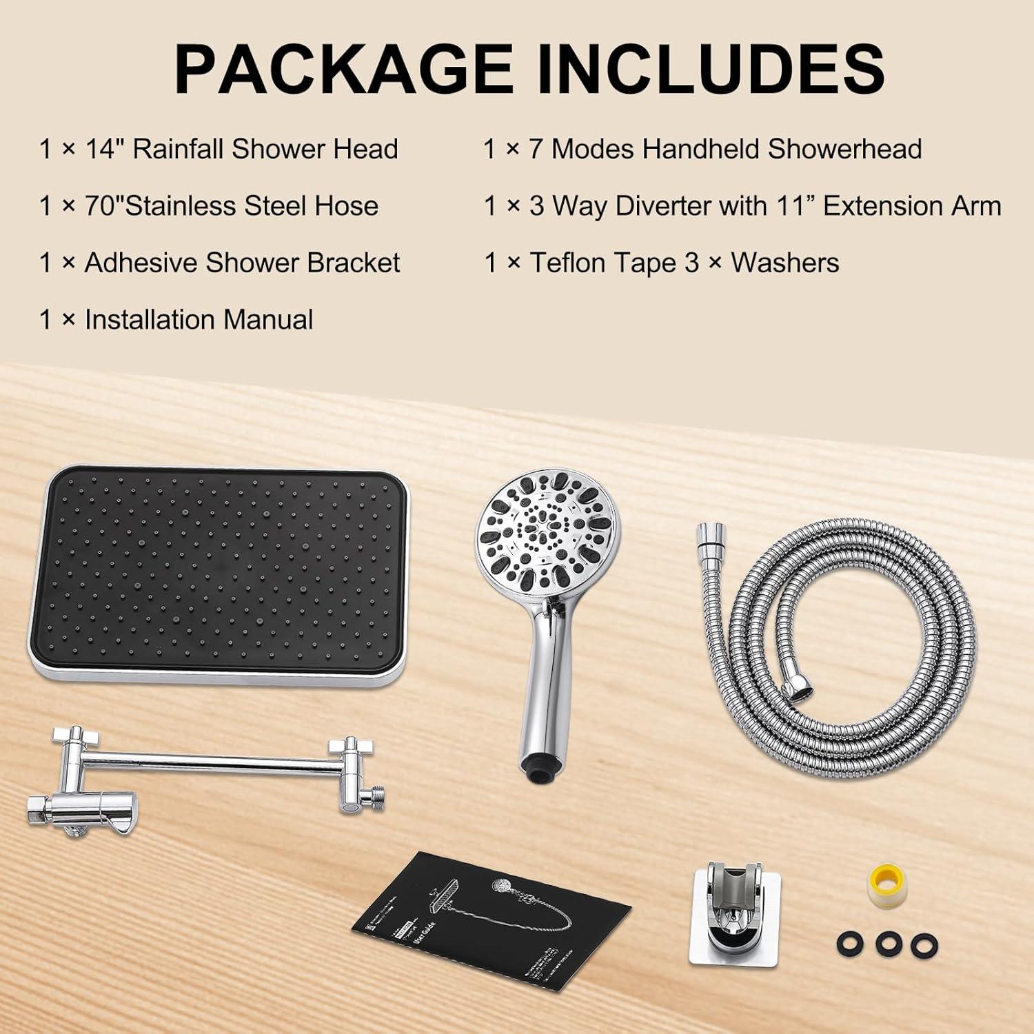 Cabezal de Ducha de Lluvia GAOZHIBST 35,56 cm con Ducha de Mano