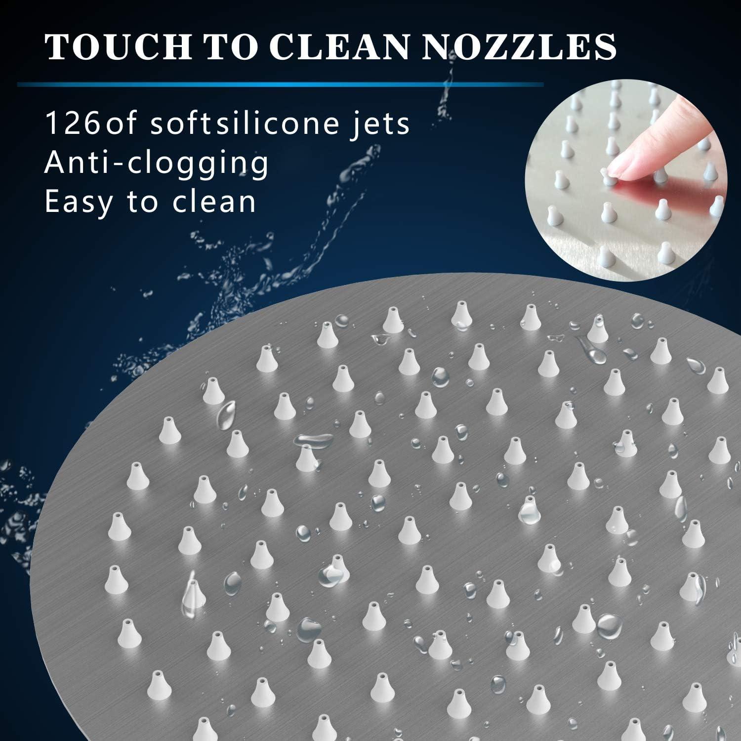 Cabezal de Ducha Voolan 10 Pulgadas Alta Presión Níquel Cepillado