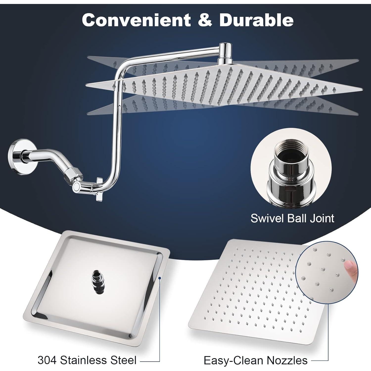 Cabezal de Ducha de Lluvia PDPBath 30 cm Acero Inoxidable Cromo