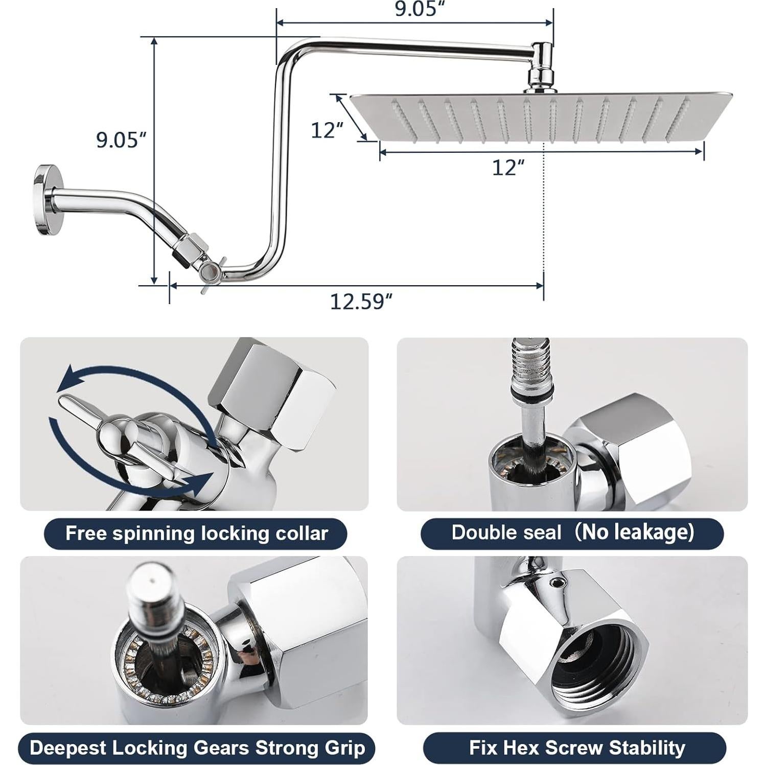 Cabezal de Ducha de Lluvia PDPBath 30 cm Acero Inoxidable Cromo