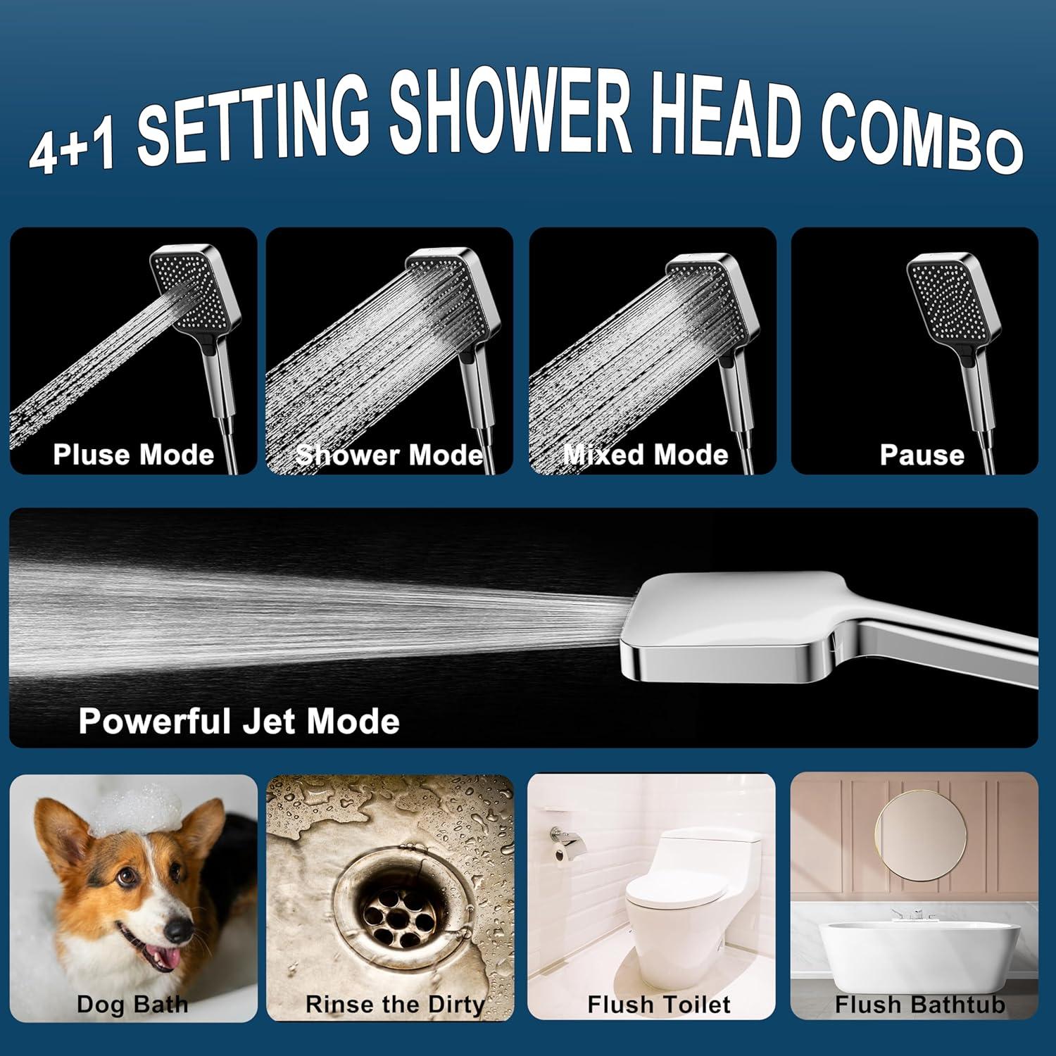 Ducha de Lluvia SREEZNX 33 cm Cromada con Spray de Mano