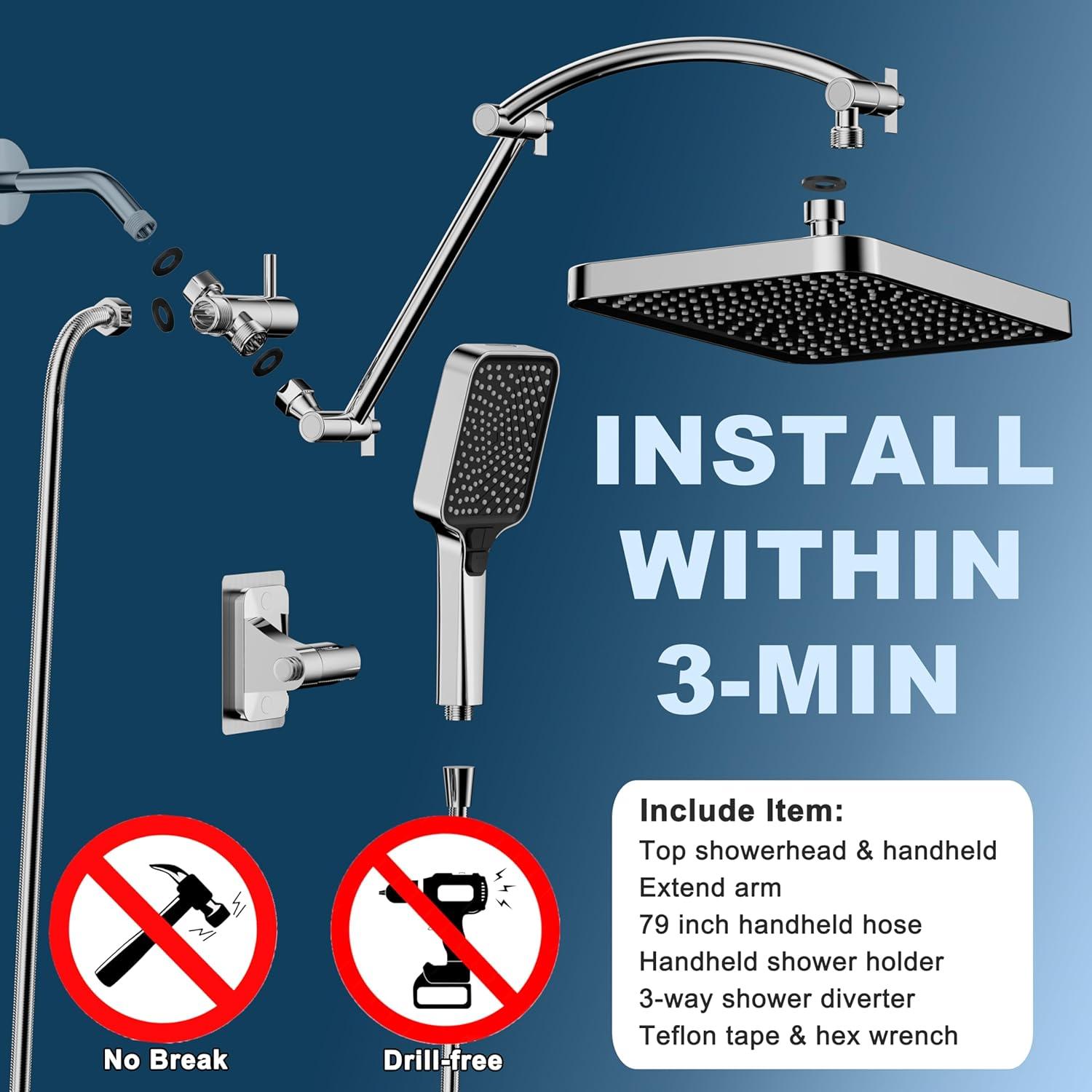 Ducha de Lluvia SREEZNX 33 cm Cromada con Spray de Mano