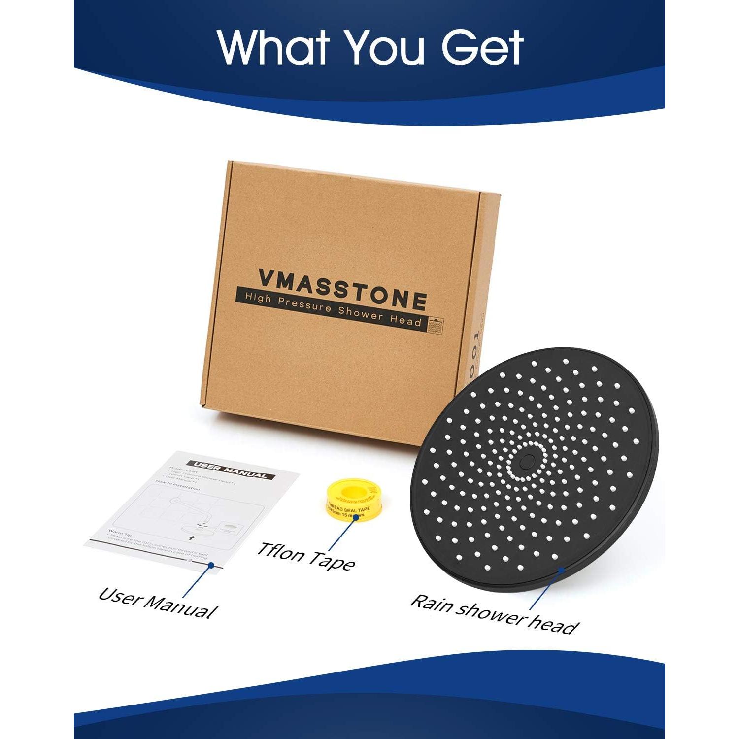 Cabezal de Ducha de Lluvia VMASSTONE 22,86 cm Alta Presión