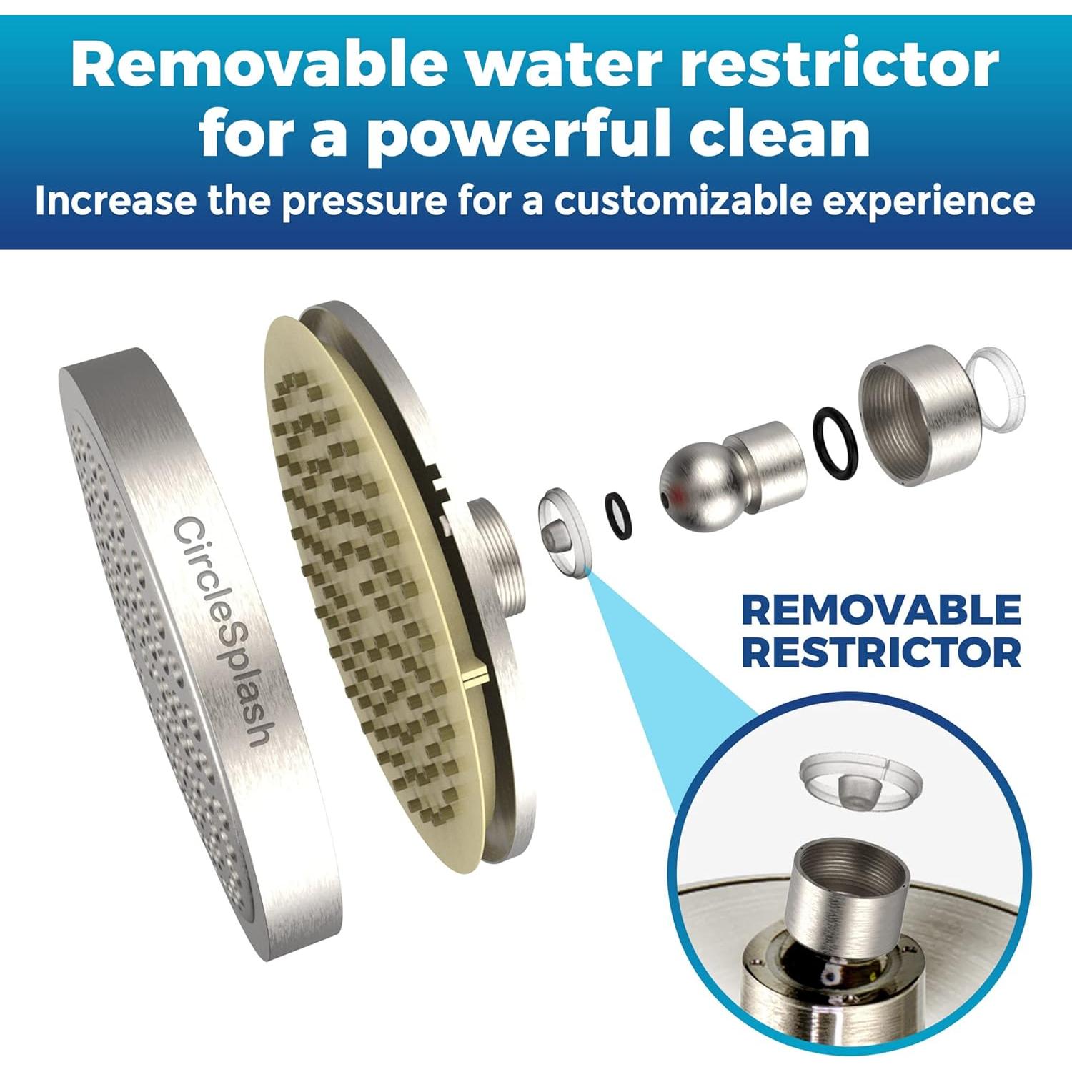 Cabezal de Ducha CircleSplash 6" Níquel Cepillado 2.5 GPM