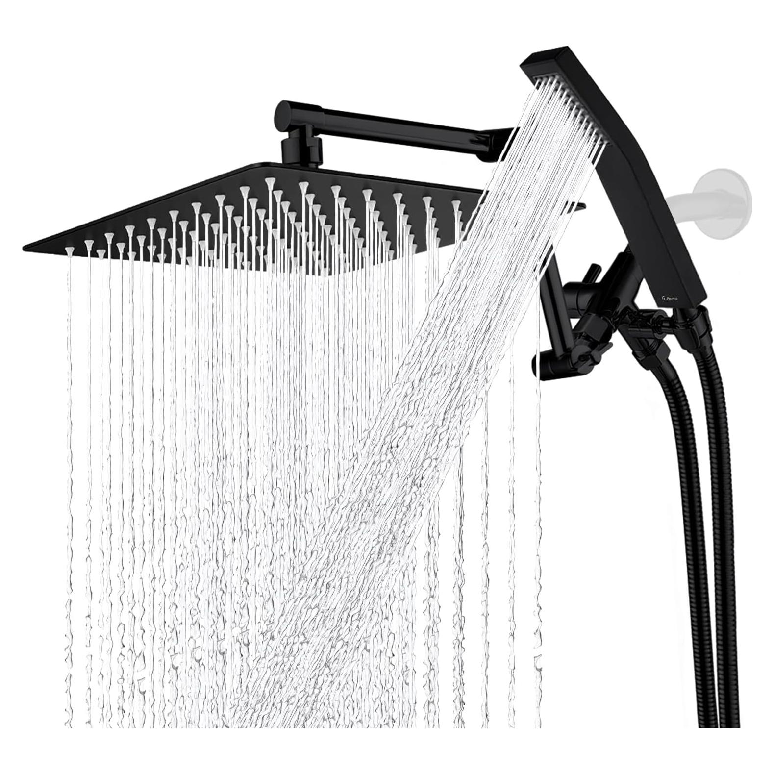 Cabezal de Ducha G-Promise 10" Metal Negro Mate Combo