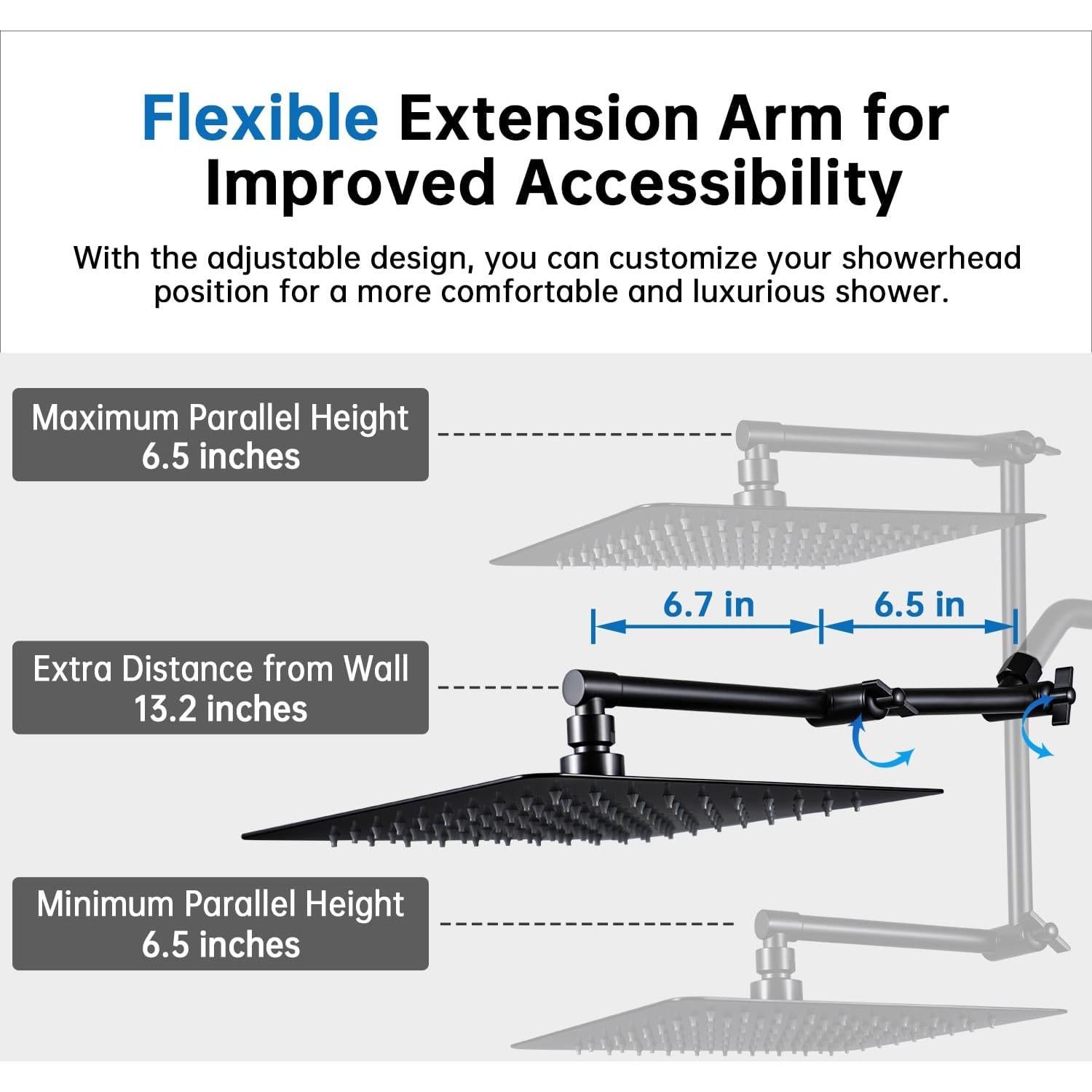 Cabezal de Ducha G-Promise 10" Metal Negro Mate Combo