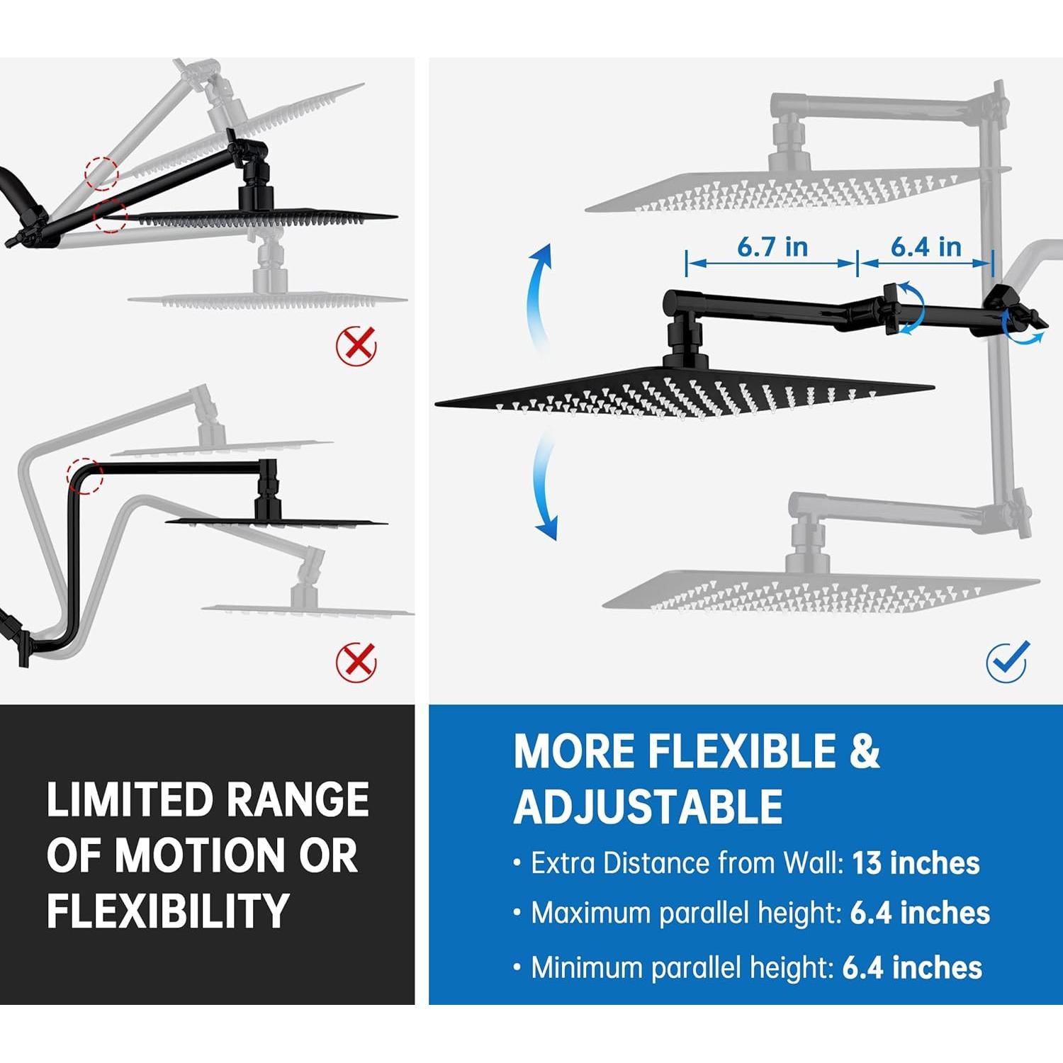 Cabezal de Ducha G-Promise 10" Metal Negro Mate Combo