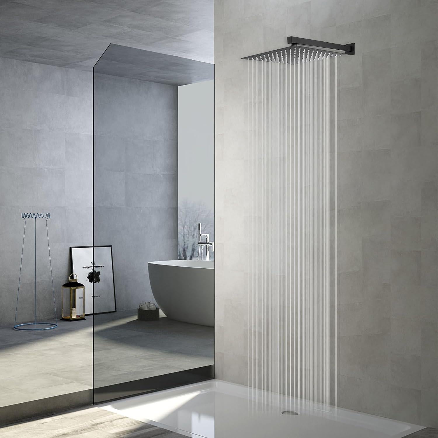 Cabezal de Ducha de Lluvia GGStudy 30,48 cm Negro Cuadrado