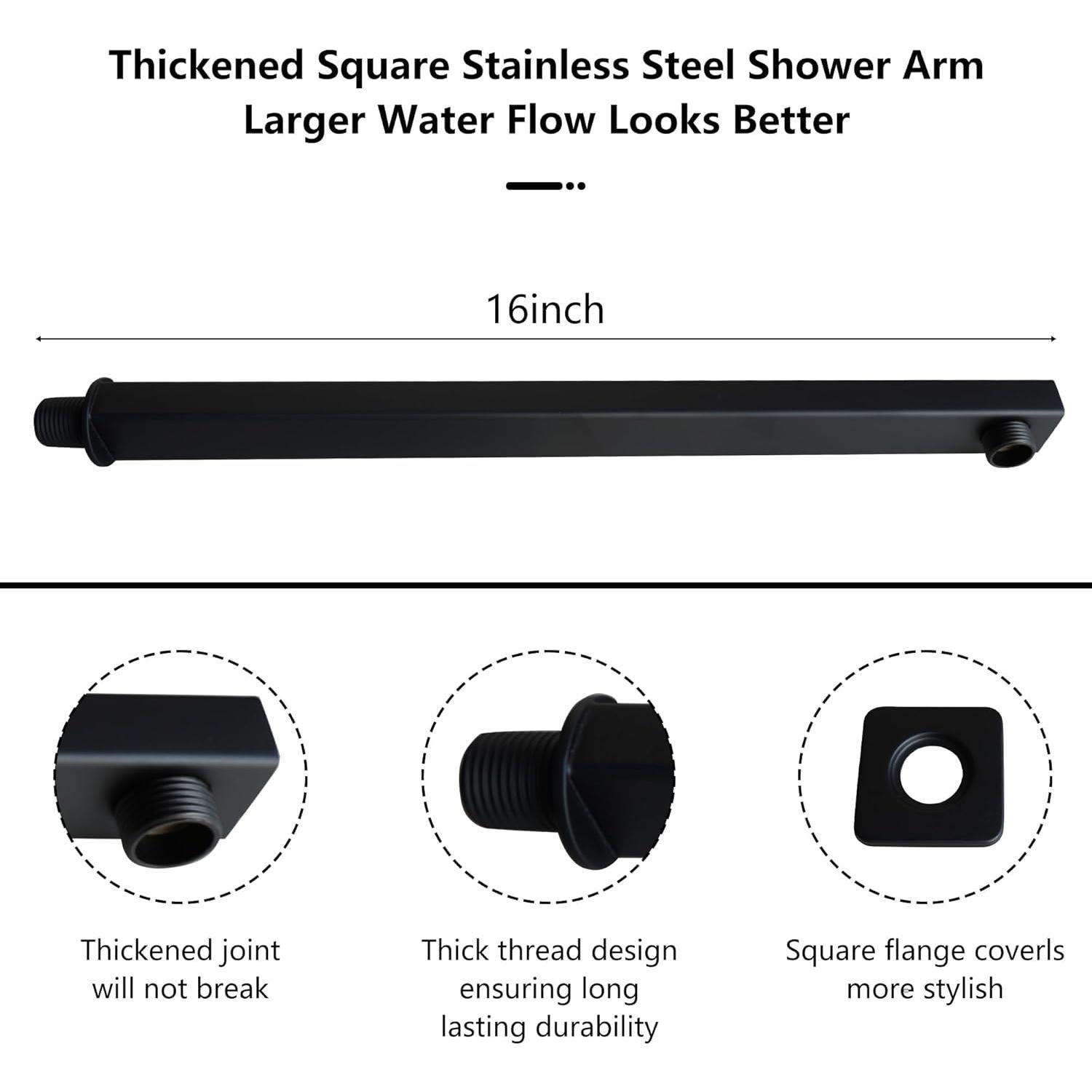 Cabezal de Ducha de Lluvia GGStudy 30,48 cm Negro Cuadrado