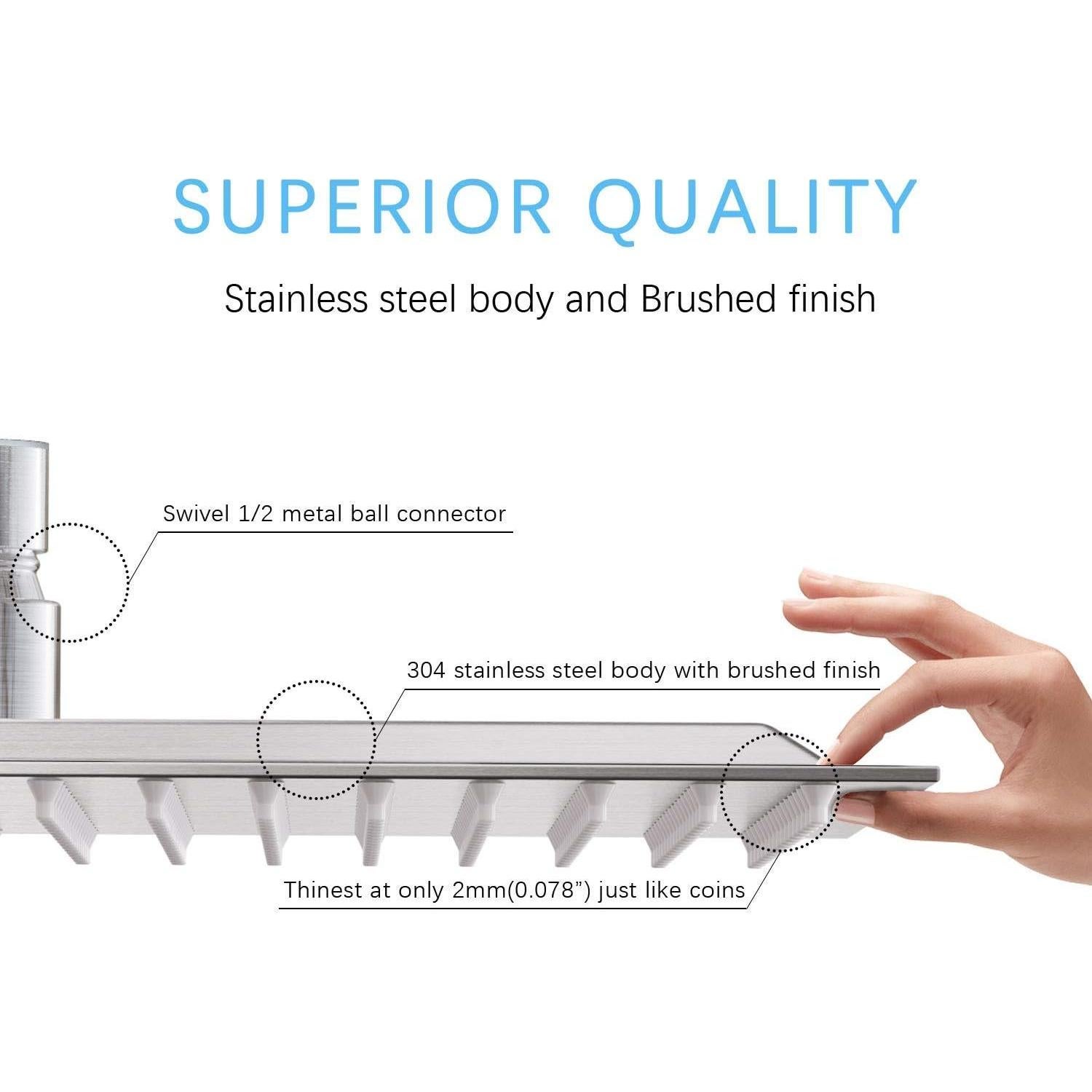 Cabezal de Ducha de Lluvia Derpras 40x40 cm Acero Inoxidable