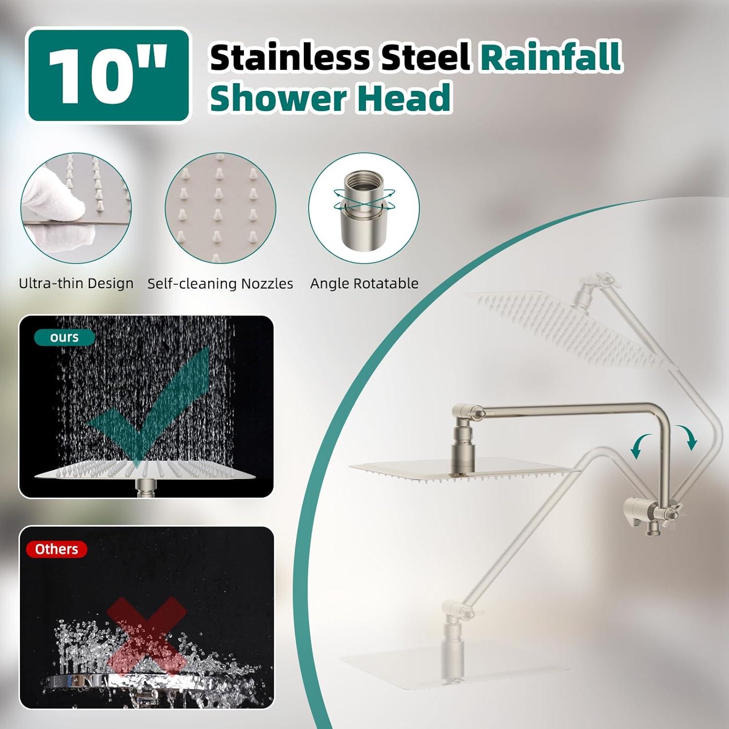 Cabezal de Ducha Hygie Rinse 10 Pulgadas Acero Inoxidable